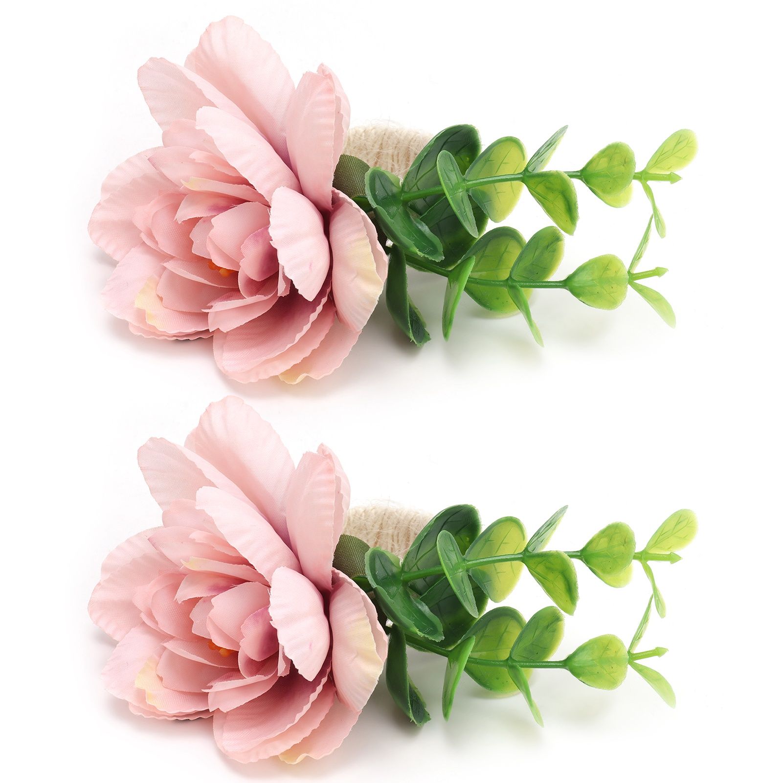 2Pcs Hemp Rope Napkin Buckle Simulation Flower Napkin Ring for Hotel Western Restaurant6622 Pink - Image 6
