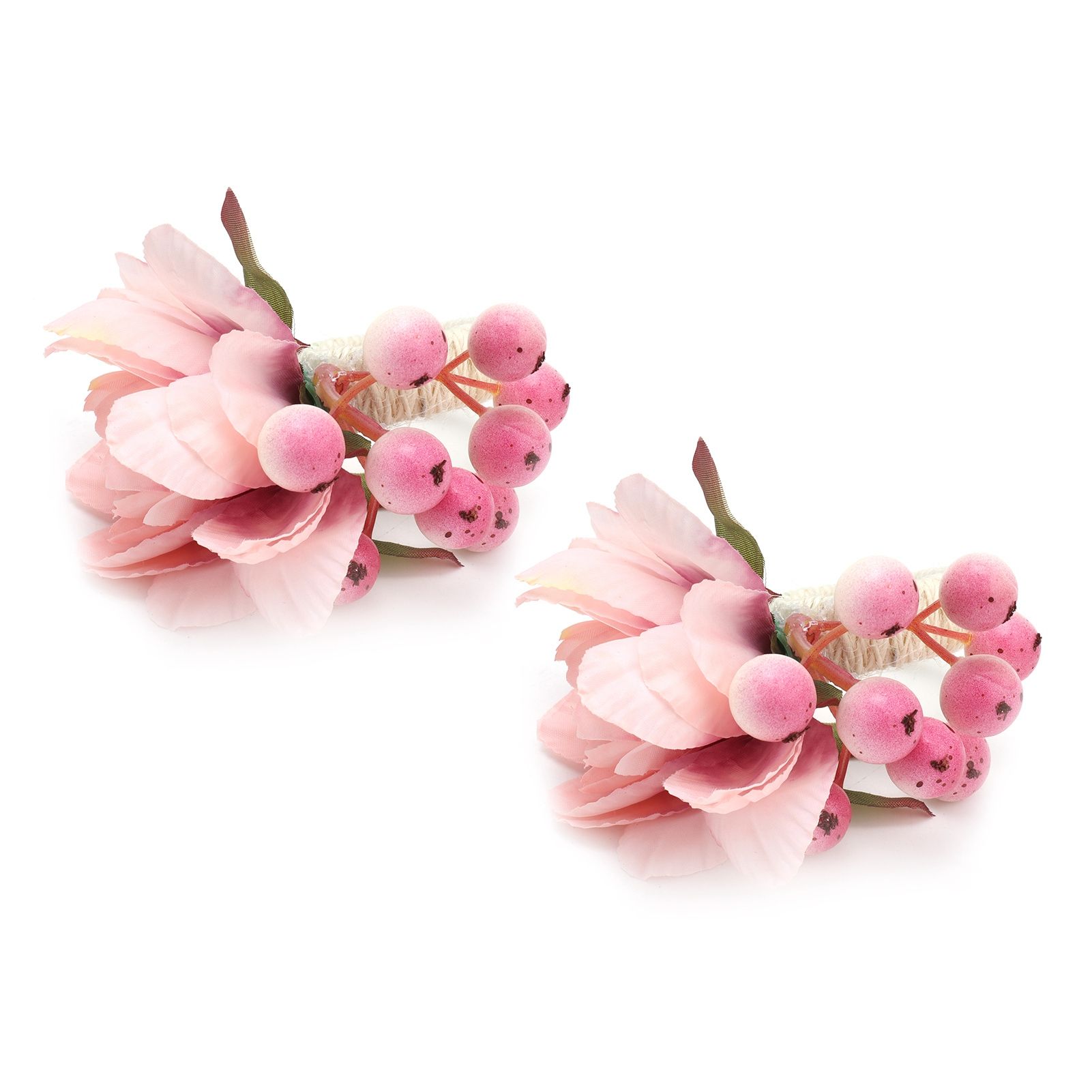 2Pcs Hemp Rope Napkin Buckle Simulation Flower Napkin Ring for Hotel Western Restaurant6623 Pink - Image 7