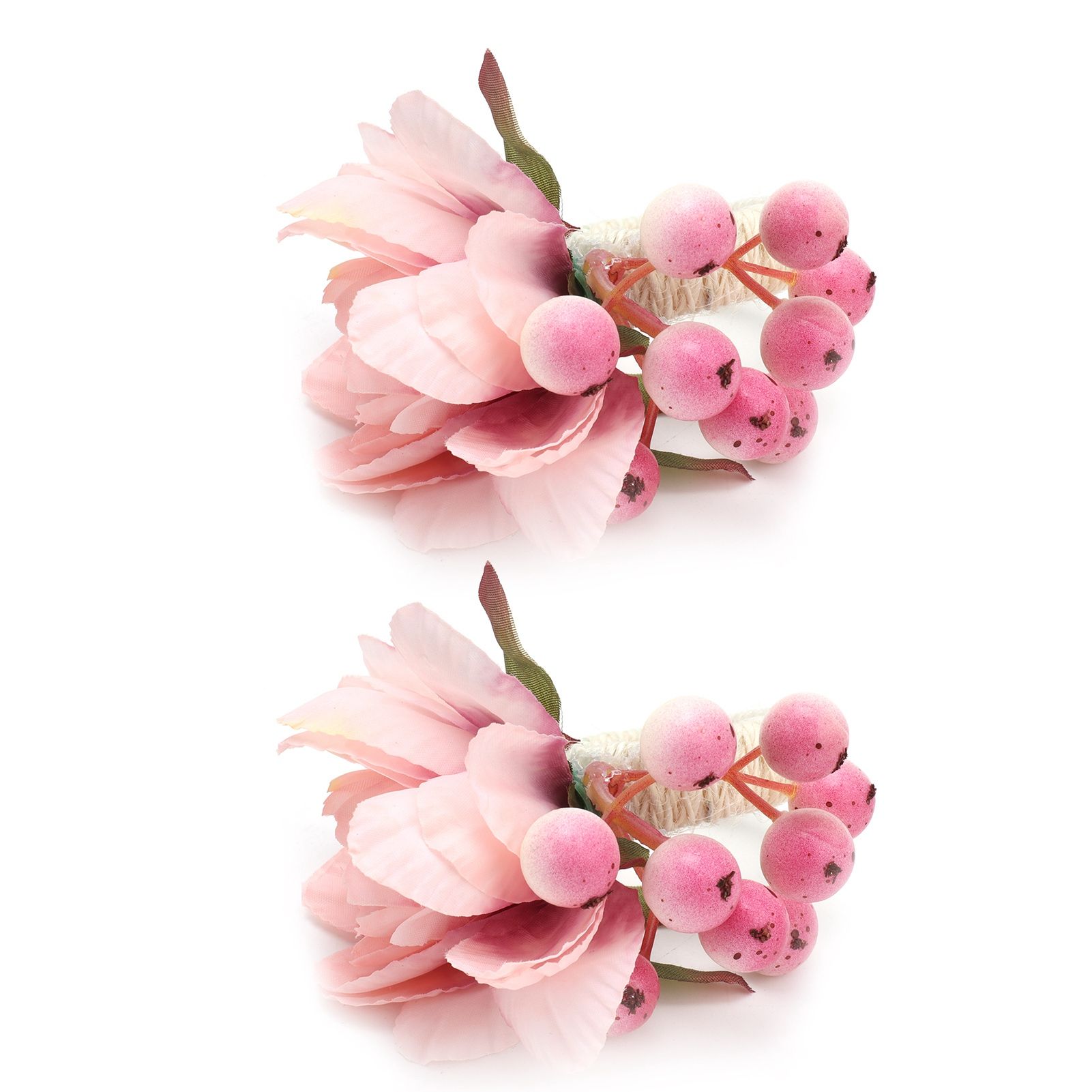 2Pcs Hemp Rope Napkin Buckle Simulation Flower Napkin Ring for Hotel Western Restaurant6623 Pink - Image 8