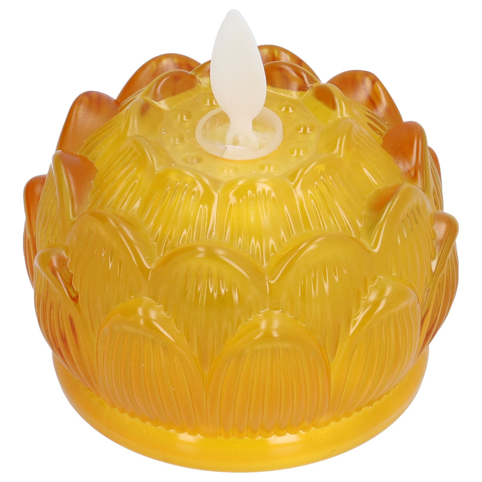 LED Flower Lamp Imitation Glass Yellow Light Electronic Candle Lotus Flower Decor for Home OfficeYellow - Image 1