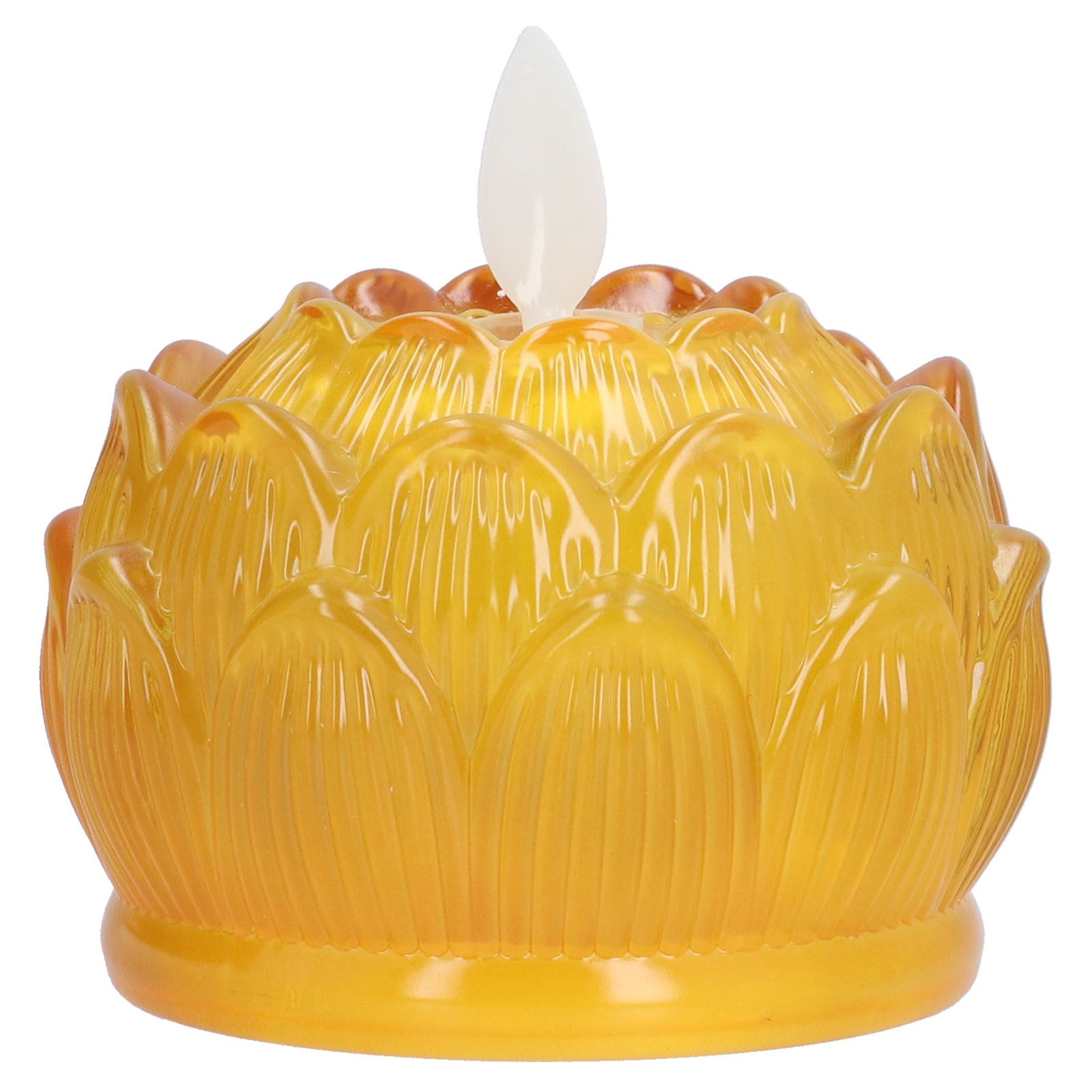 LED Flower Lamp Imitation Glass Yellow Light Electronic Candle Lotus Flower Decor for Home OfficeYellow - Image 2