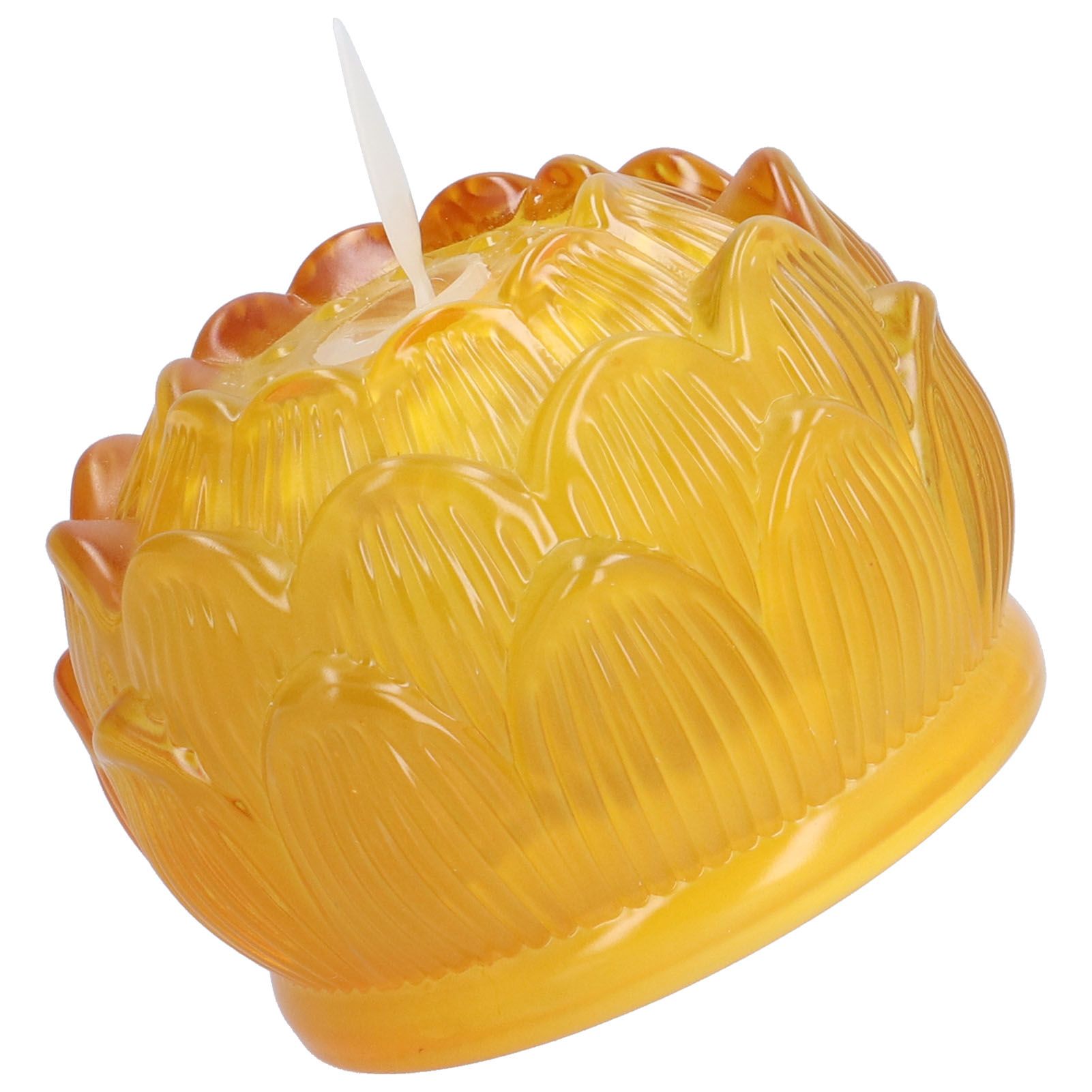 LED Flower Lamp Imitation Glass Yellow Light Electronic Candle Lotus Flower Decor for Home OfficeYellow - Image 3