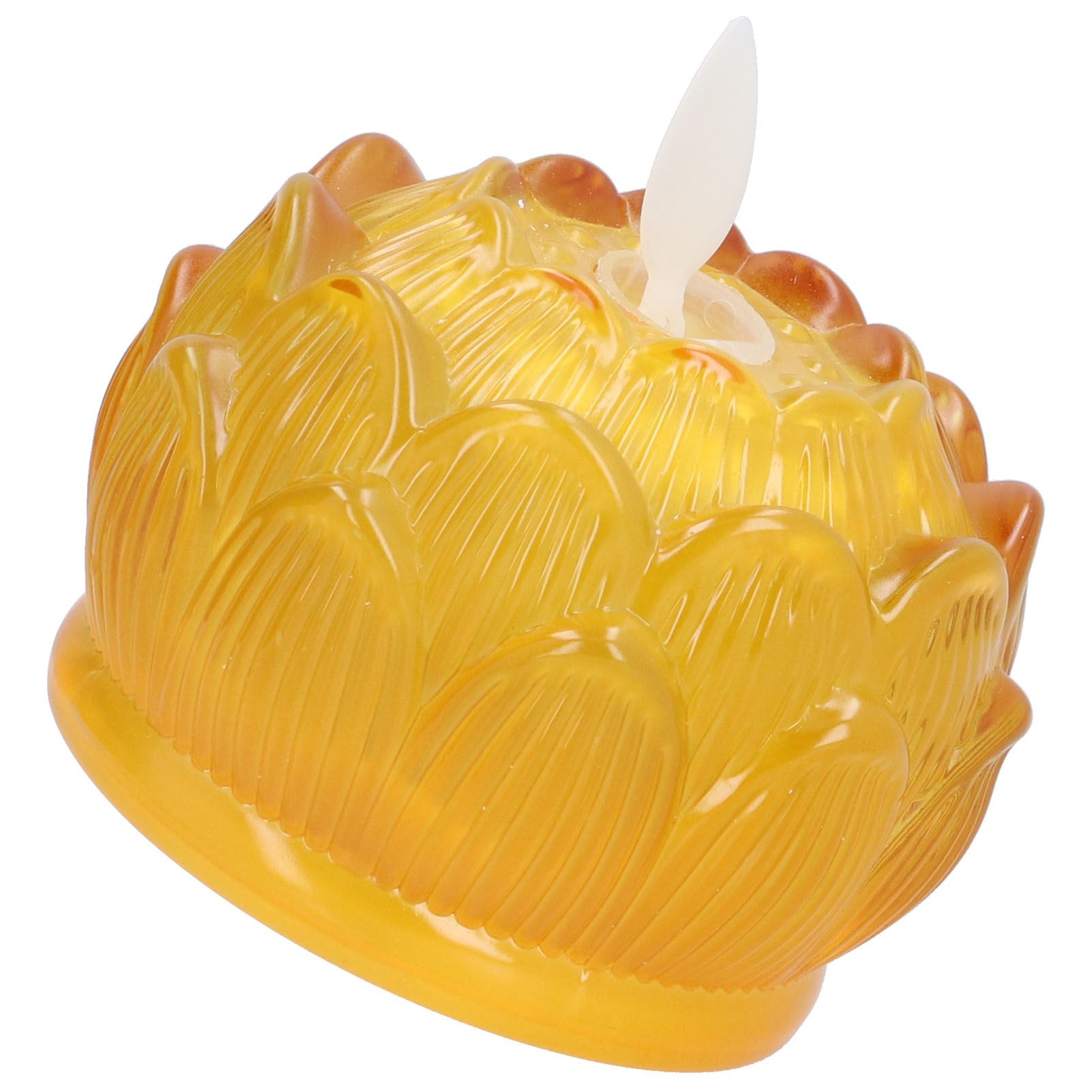 LED Flower Lamp Imitation Glass Yellow Light Electronic Candle Lotus Flower Decor for Home OfficeYellow - Image 4