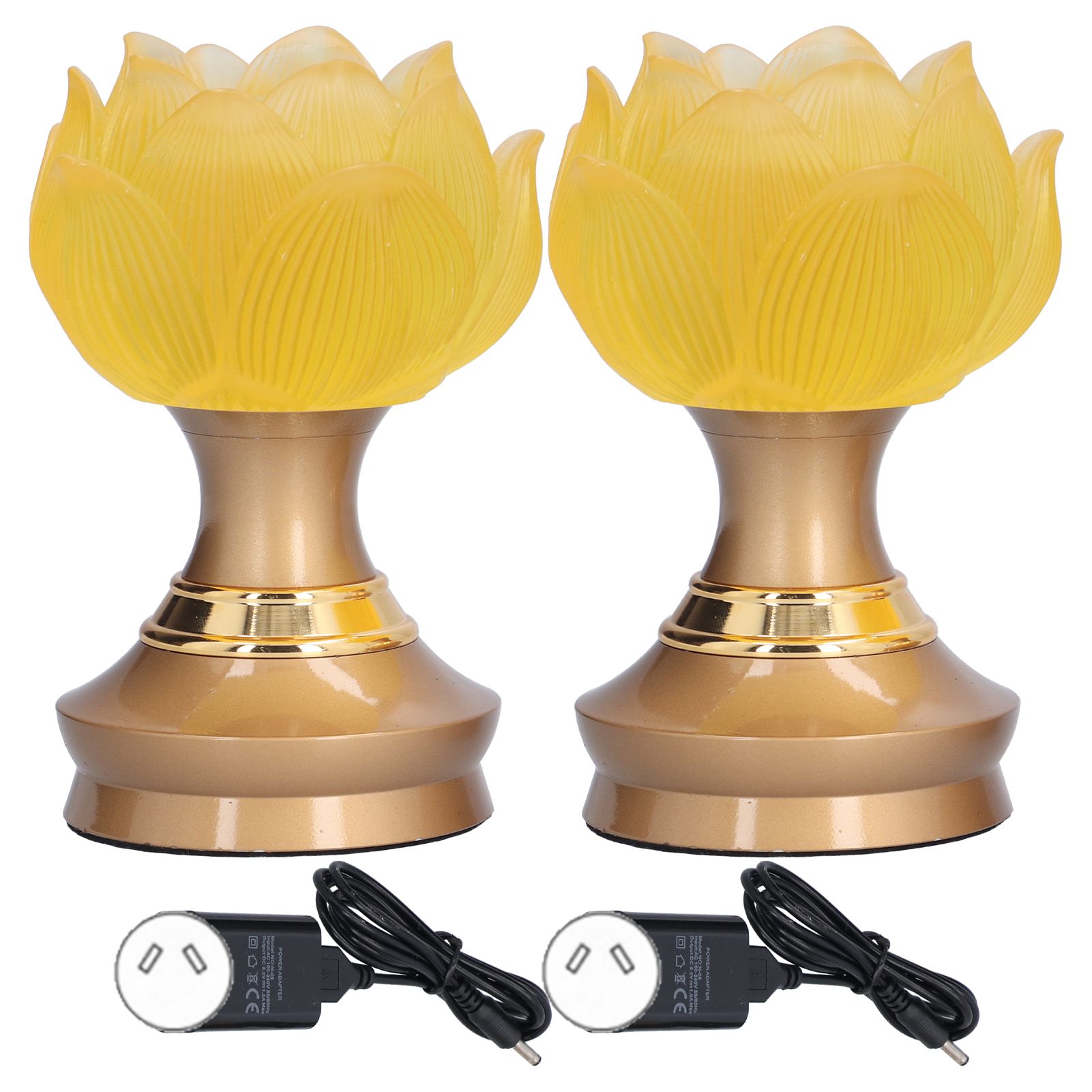 2 Set LED Buddhist Light Yellow Buddha Lamp Adjustable Buddhist Flower Light Buddhism SupplyAU Plug 100-240V - Image 1