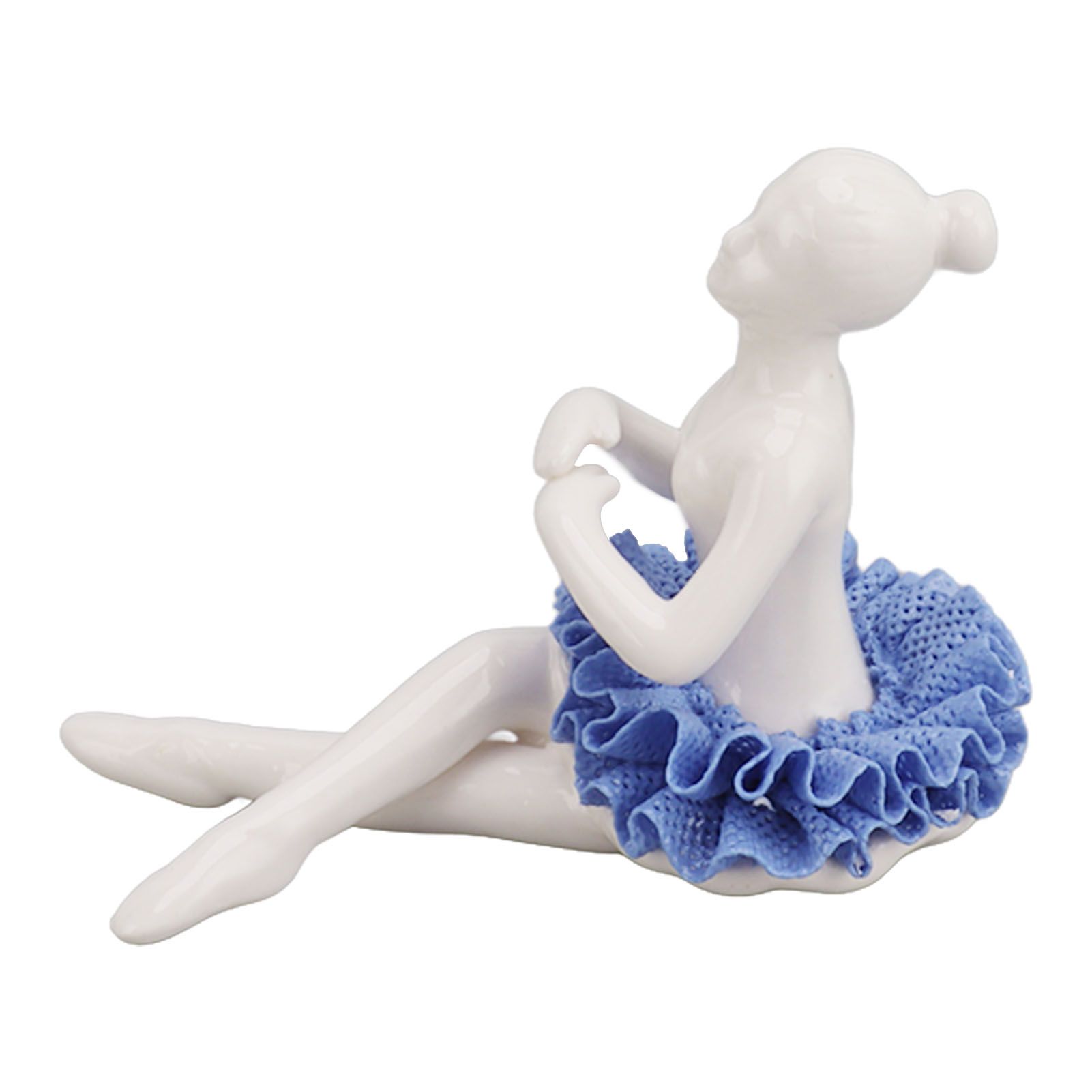 Ballerina Statue Beautiful Relaxed Mood Delicate Ceramic Ballet Dancer Figurine with Blue Dress for Home Tabletop Decoration - Image 5