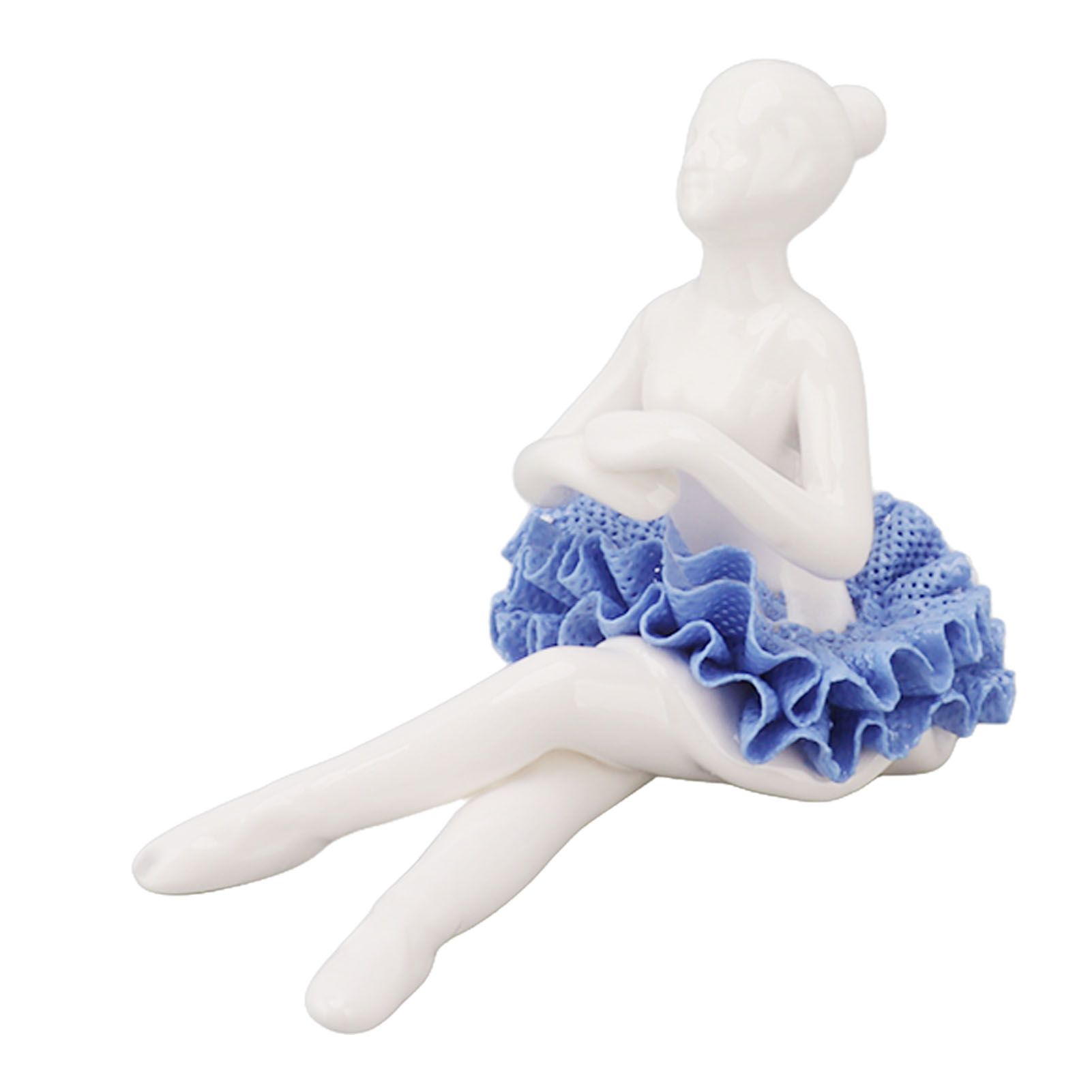 Ballerina Statue Beautiful Relaxed Mood Delicate Ceramic Ballet Dancer Figurine with Blue Dress for Home Tabletop Decoration - Image 6