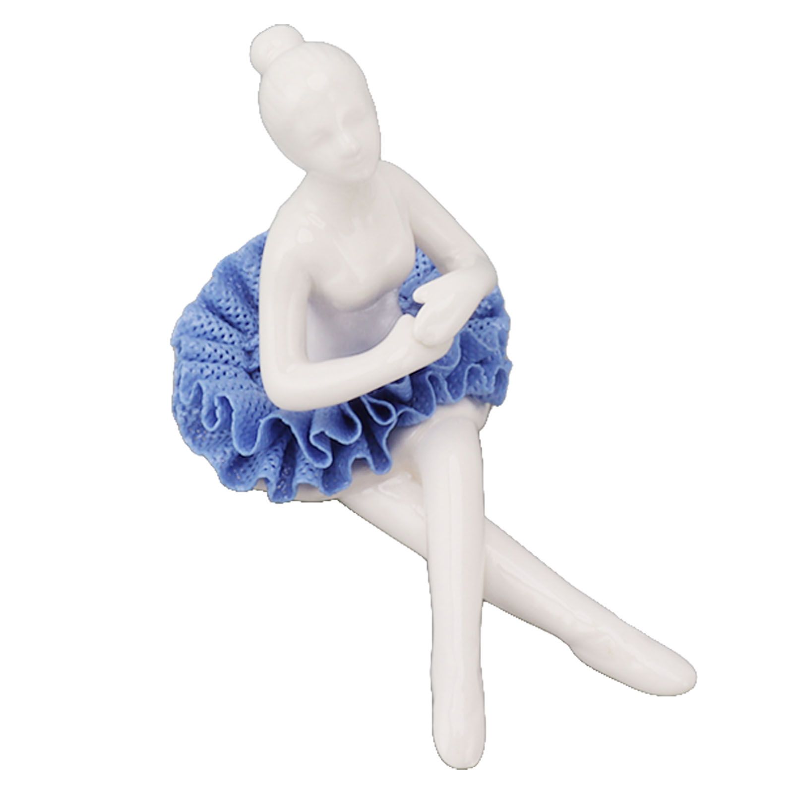 Ballerina Statue Beautiful Relaxed Mood Delicate Ceramic Ballet Dancer Figurine with Blue Dress for Home Tabletop Decoration - Image 7