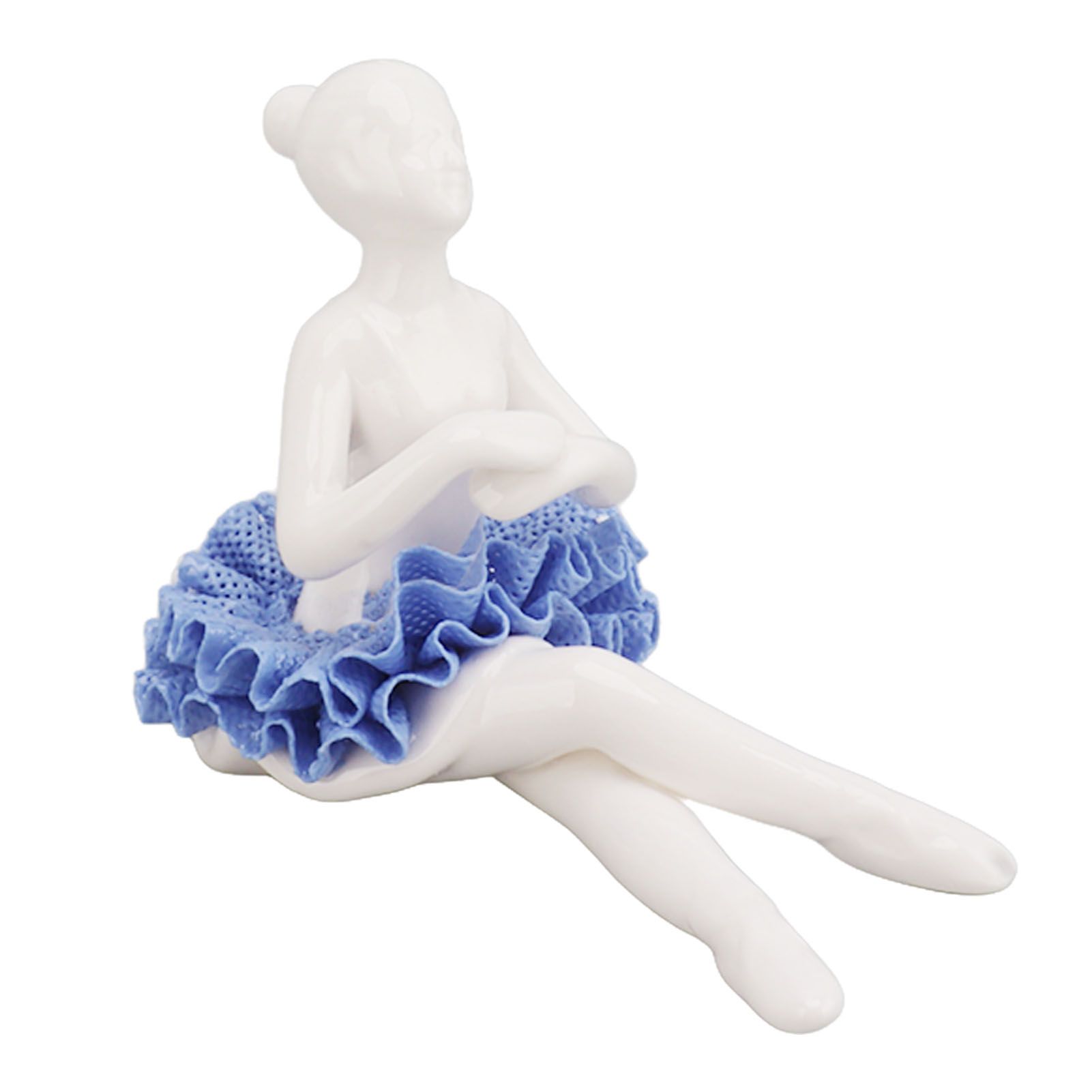 Ballerina Statue Beautiful Relaxed Mood Delicate Ceramic Ballet Dancer Figurine with Blue Dress for Home Tabletop Decoration - Image 8