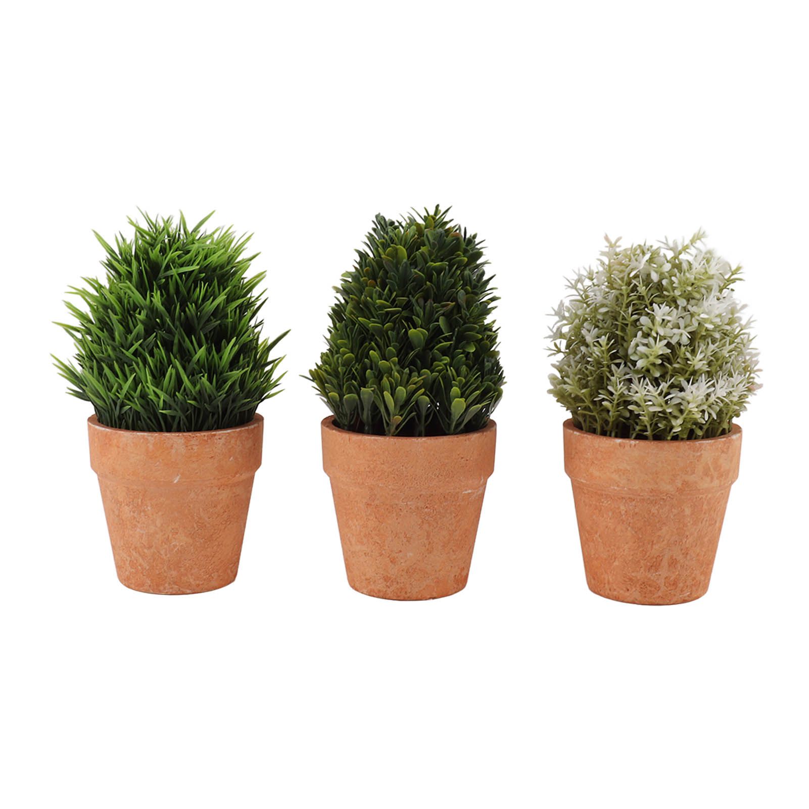 3PCS Artificial Potted Plants Set Plastic Indoor Small Fake Greenery Potted Plants for Home Bathroom Living Room Bedroom Office Desk Bookshelf Decor - Image 1