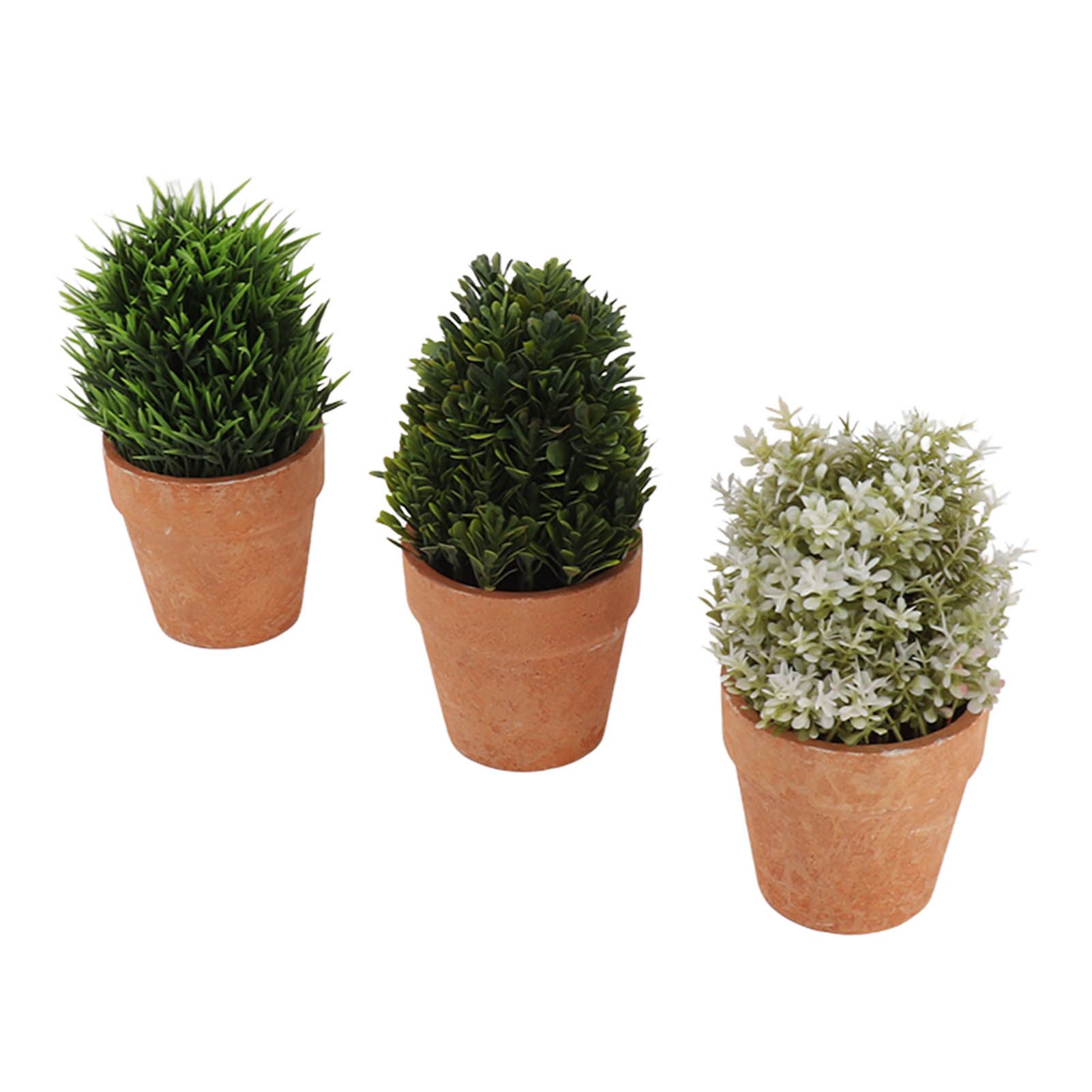 3PCS Artificial Potted Plants Set Plastic Indoor Small Fake Greenery Potted Plants for Home Bathroom Living Room Bedroom Office Desk Bookshelf Decor - Image 2