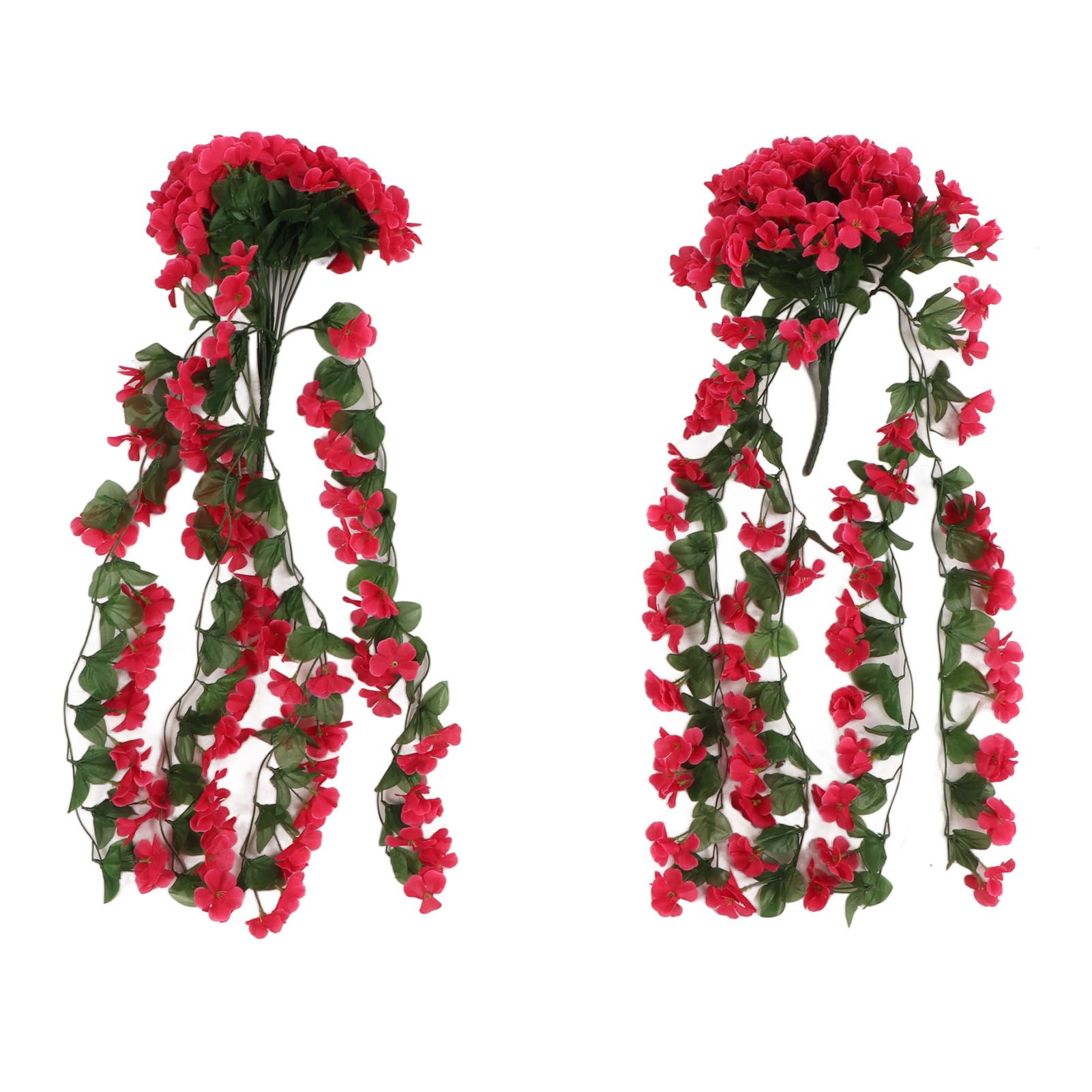 2PCS Artificial Violet Hanging Flowers Simulation Plastic Fake Plants for Decoration Garden Patio Wedding Porch Outdoor Rose Red - Image 1