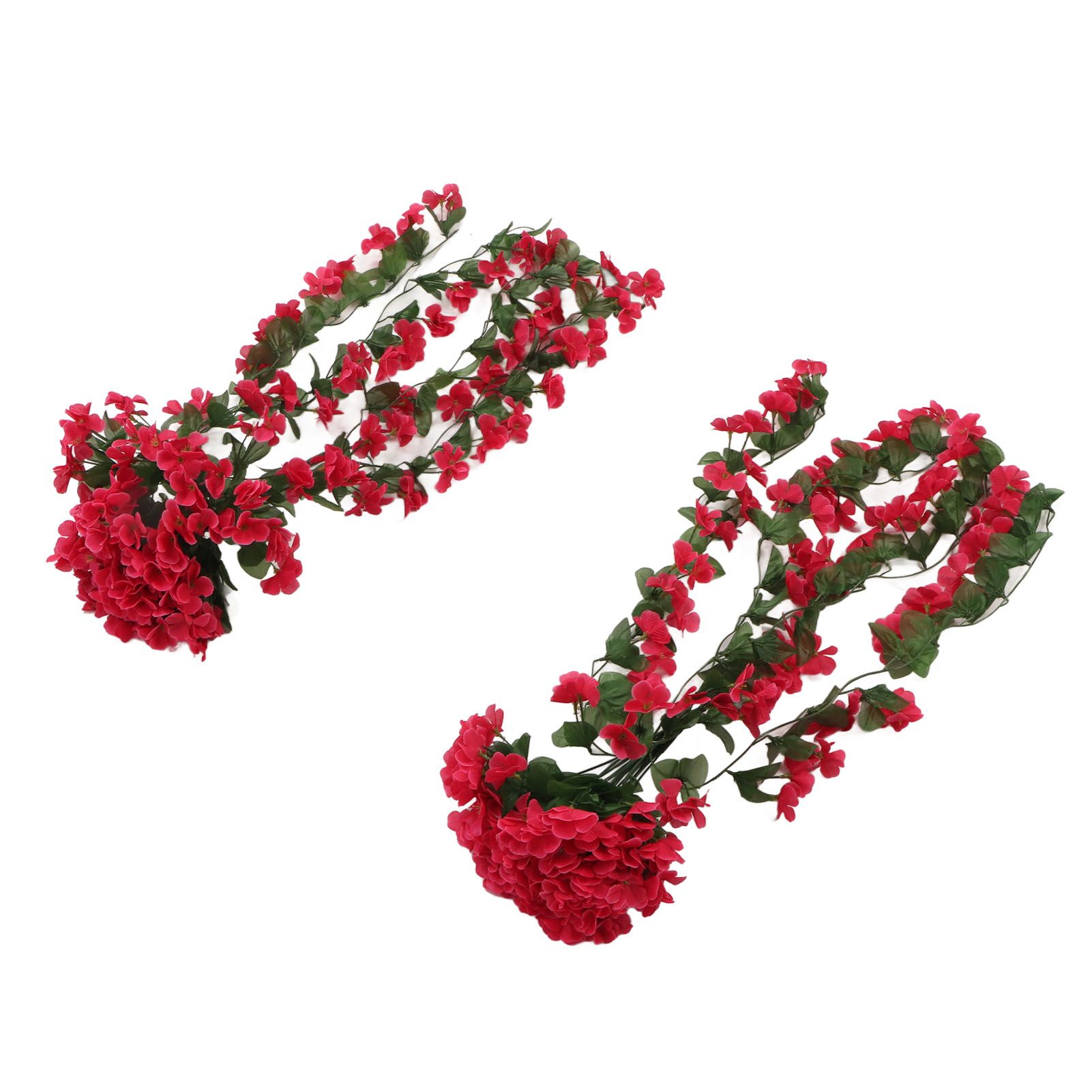 2PCS Artificial Violet Hanging Flowers Simulation Plastic Fake Plants for Decoration Garden Patio Wedding Porch Outdoor Rose Red - Image 2