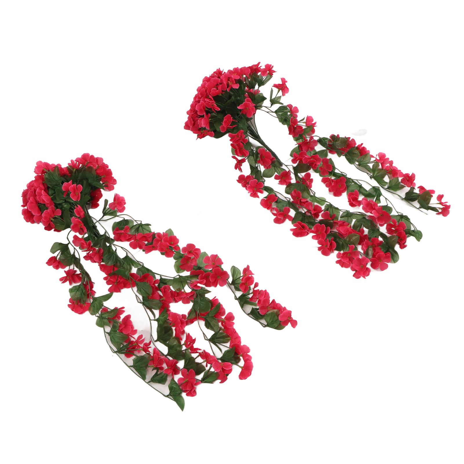 2PCS Artificial Violet Hanging Flowers Simulation Plastic Fake Plants for Decoration Garden Patio Wedding Porch Outdoor Rose Red - Image 3