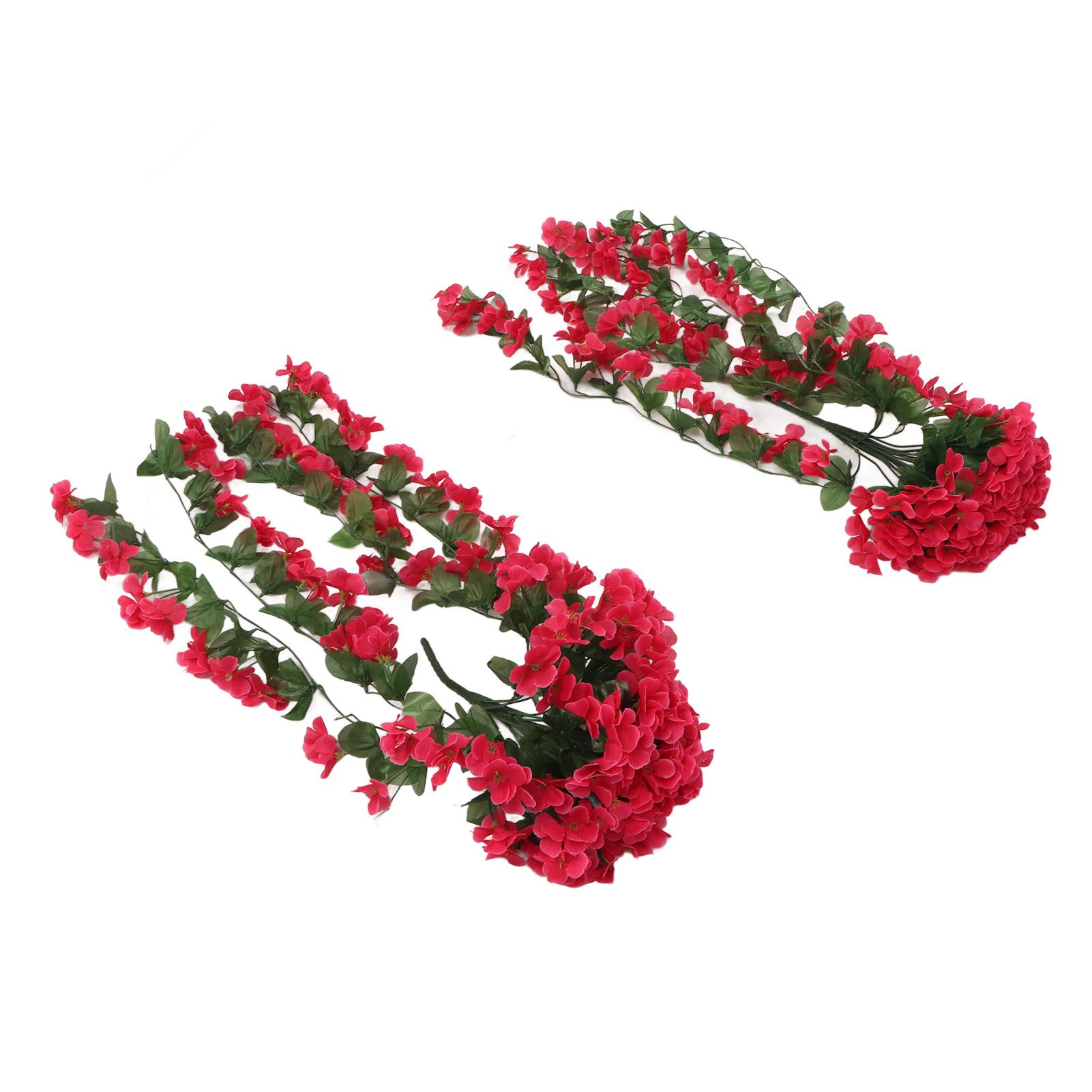 2PCS Artificial Violet Hanging Flowers Simulation Plastic Fake Plants for Decoration Garden Patio Wedding Porch Outdoor Rose Red - Image 5