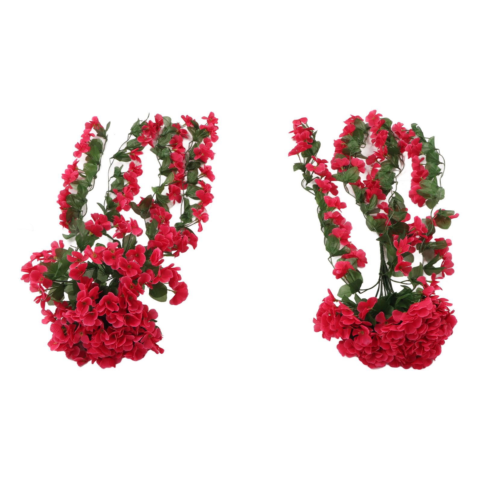 2PCS Artificial Violet Hanging Flowers Simulation Plastic Fake Plants for Decoration Garden Patio Wedding Porch Outdoor Rose Red - Image 7