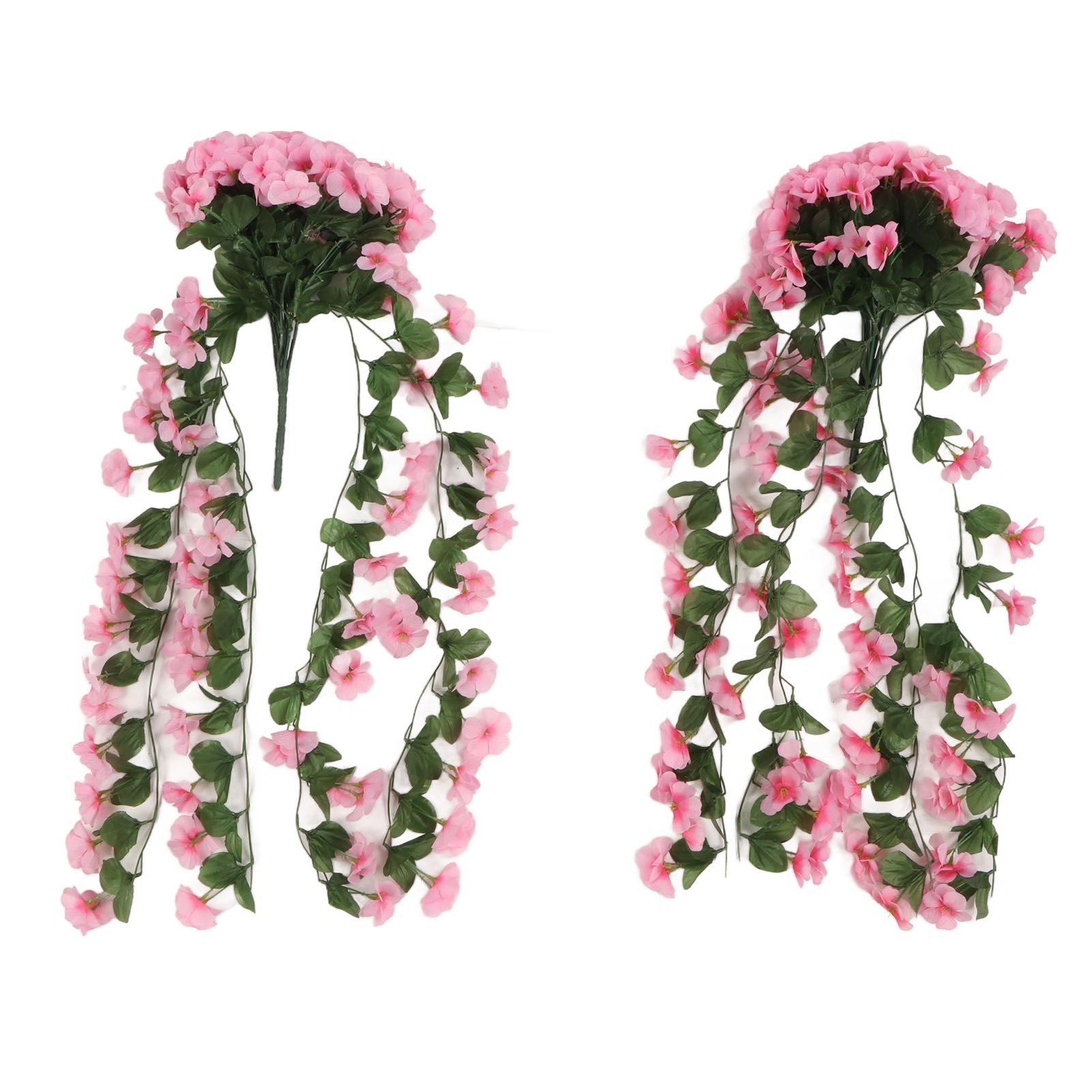 2PCS Artificial Violet Hanging Flowers Simulation Plastic Fake Plants for Decoration Garden Patio Wedding Porch Outdoor Pink - Image 1
