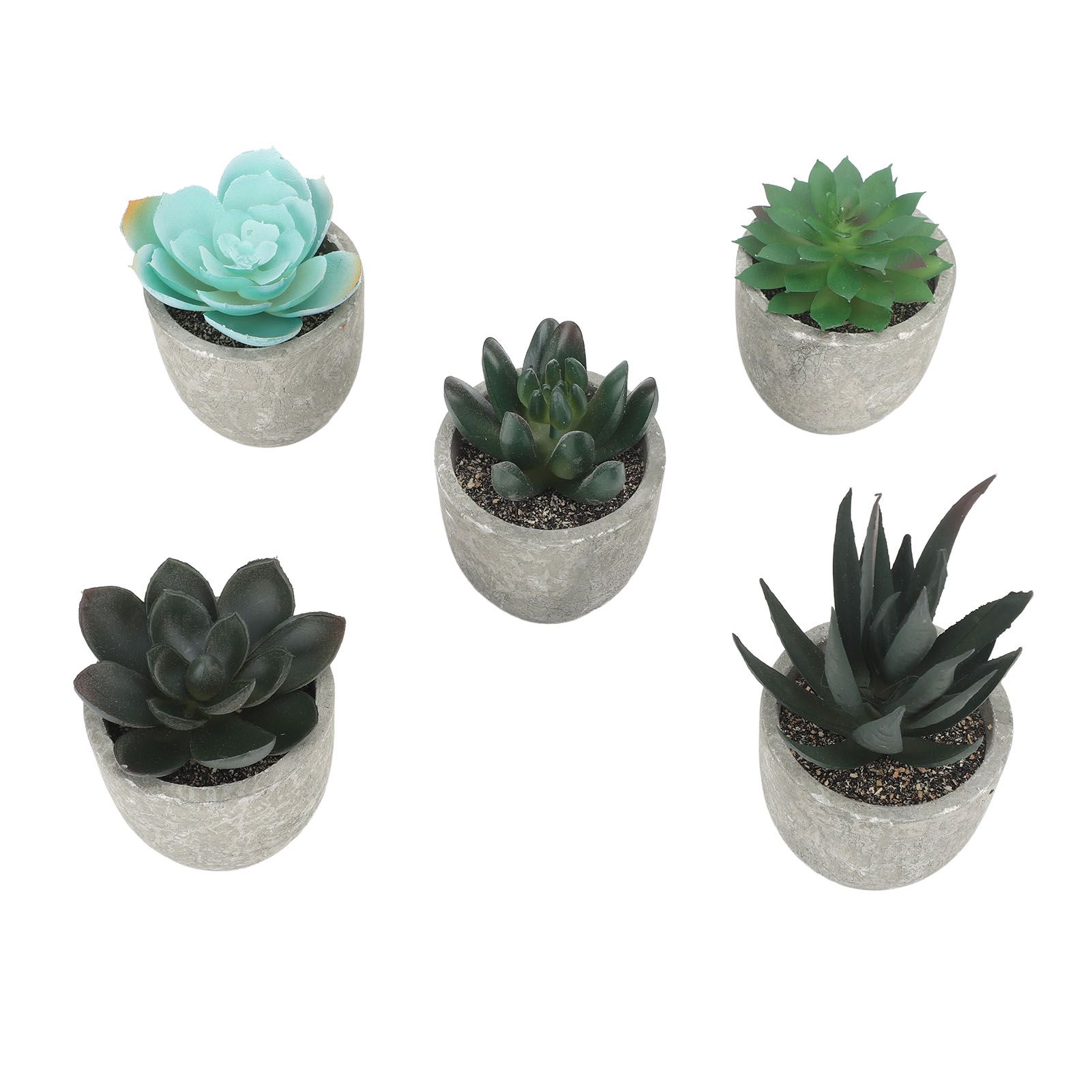 5pcs Artificial Succulent Plants Potted Assorted Mini Decorative Faux Succulent Potted Fake Plants Succulents in Paper Pulp Pot - Image 1