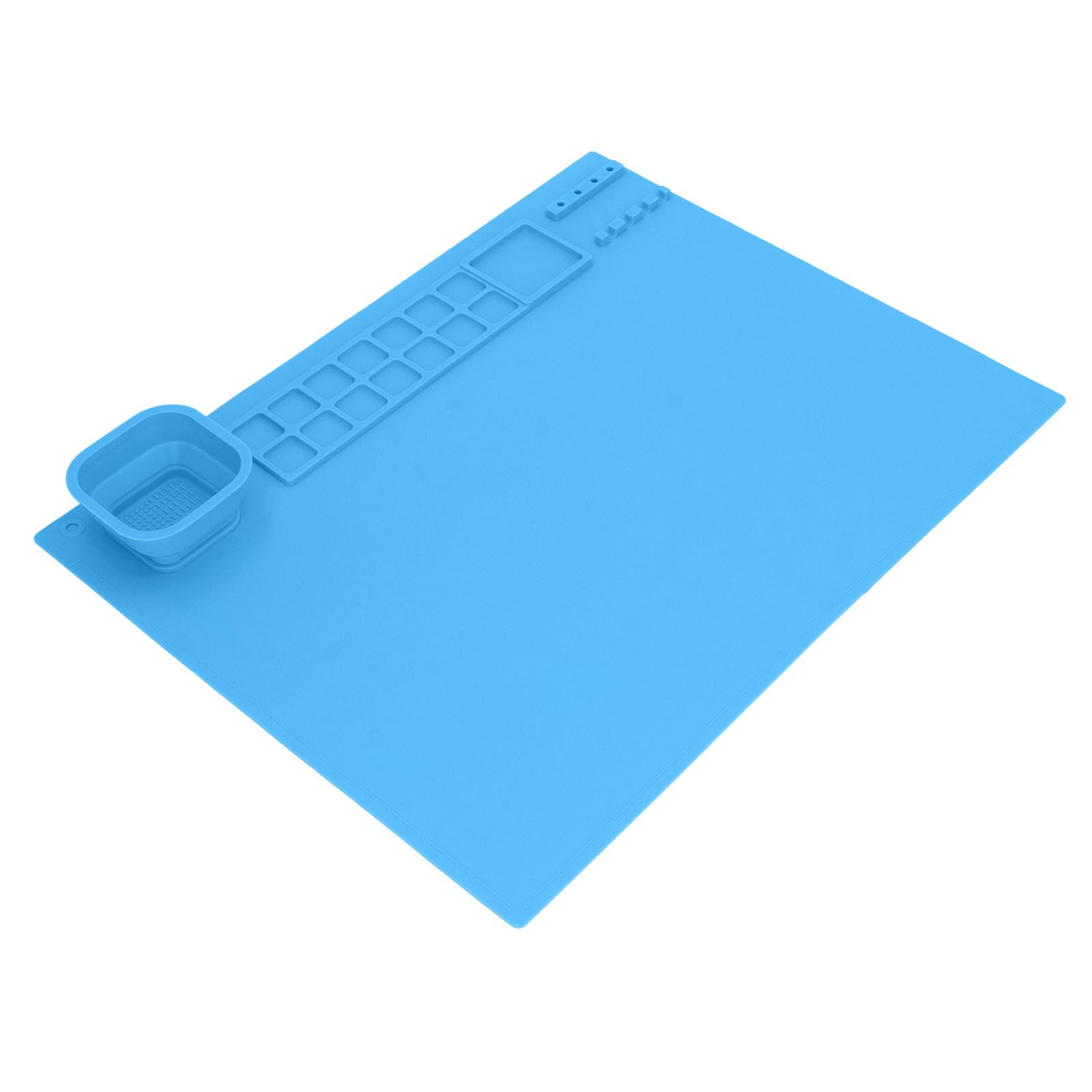 Silicone Painting Mat with Cup DIY Cultivate Artistic Talent Easy To Wipe Silicone Art Mat for Boys Girls Art Supplies Blue - Image 1