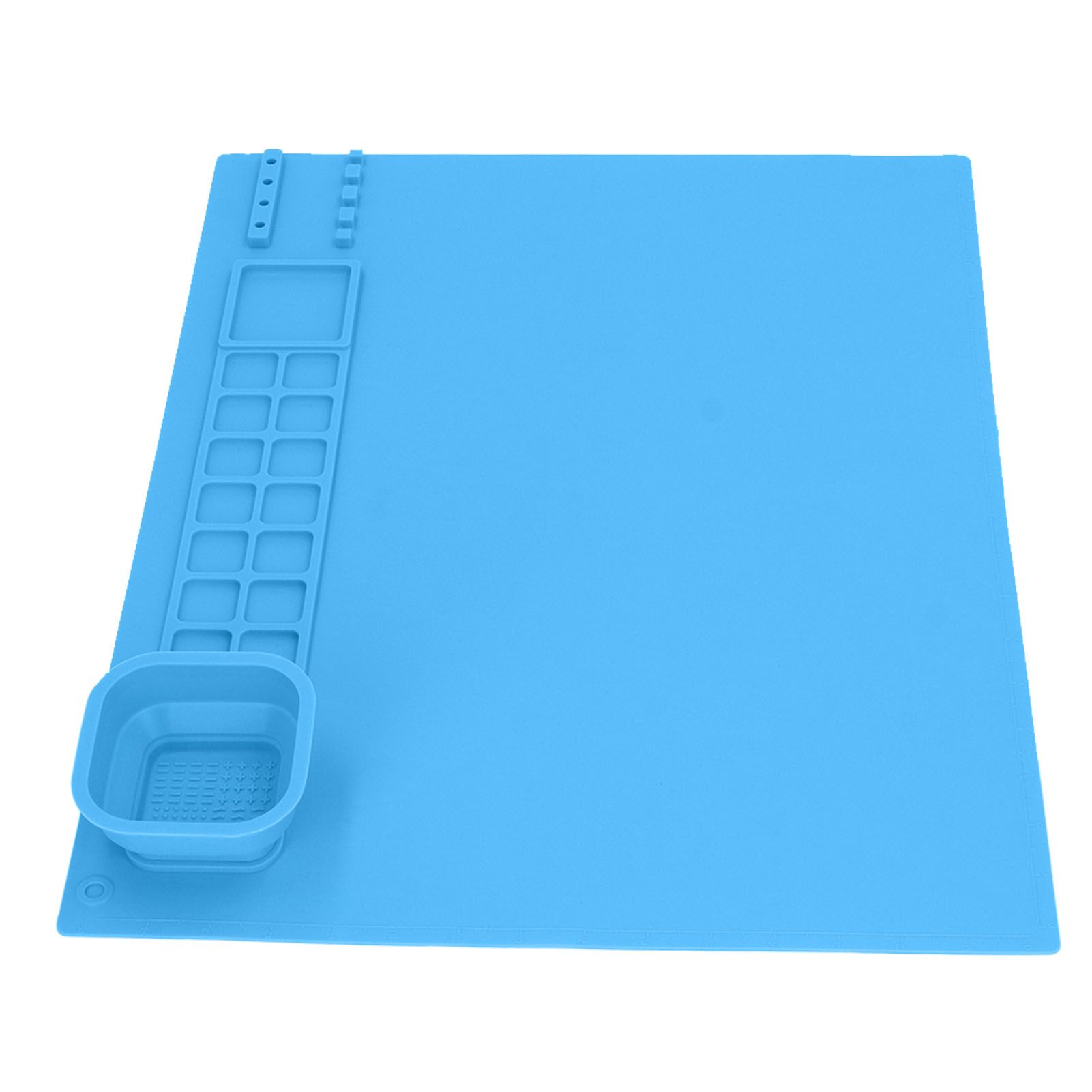 Silicone Painting Mat with Cup DIY Cultivate Artistic Talent Easy To Wipe Silicone Art Mat for Boys Girls Art Supplies Blue - Image 2