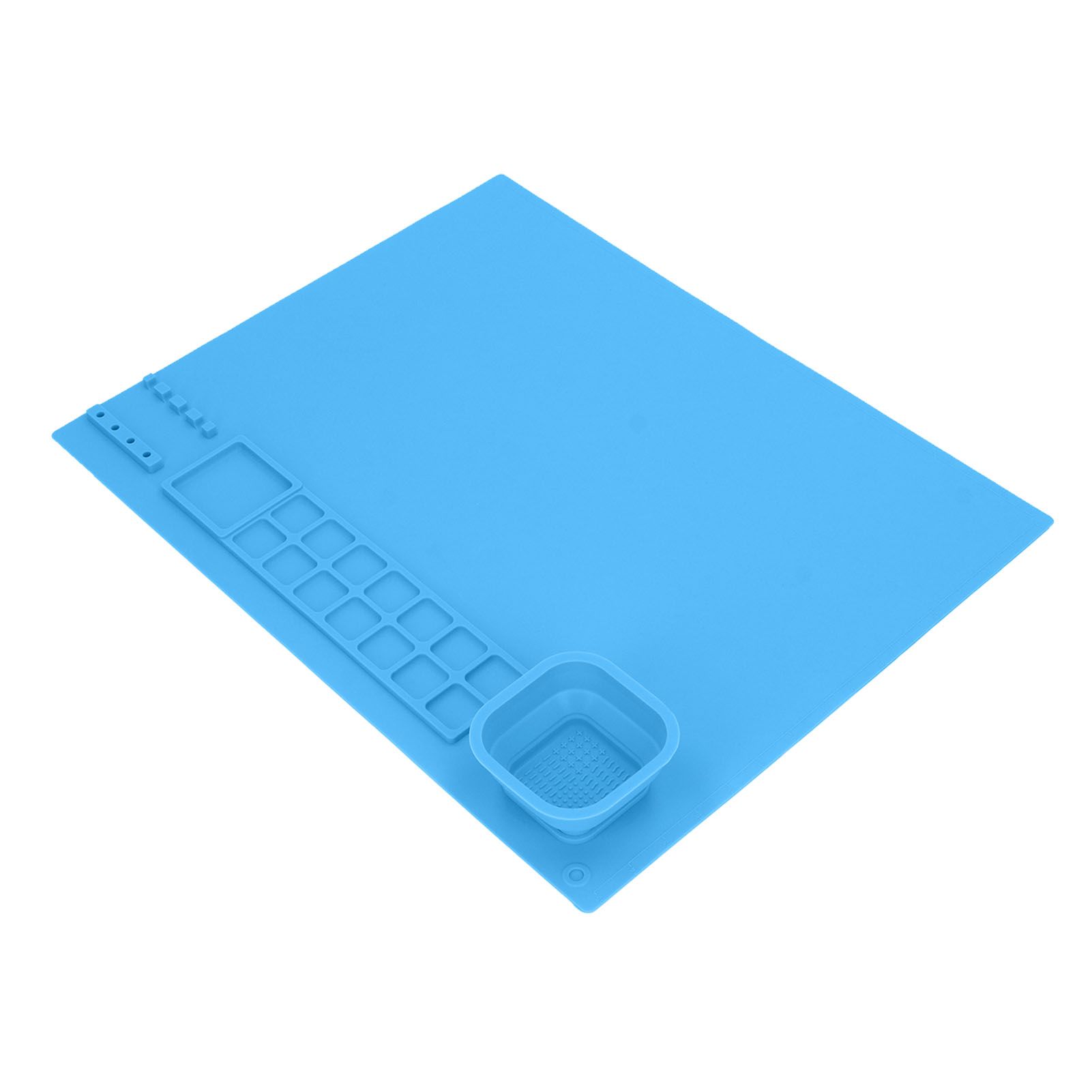 Silicone Painting Mat with Cup DIY Cultivate Artistic Talent Easy To Wipe Silicone Art Mat for Boys Girls Art Supplies Blue - Image 3