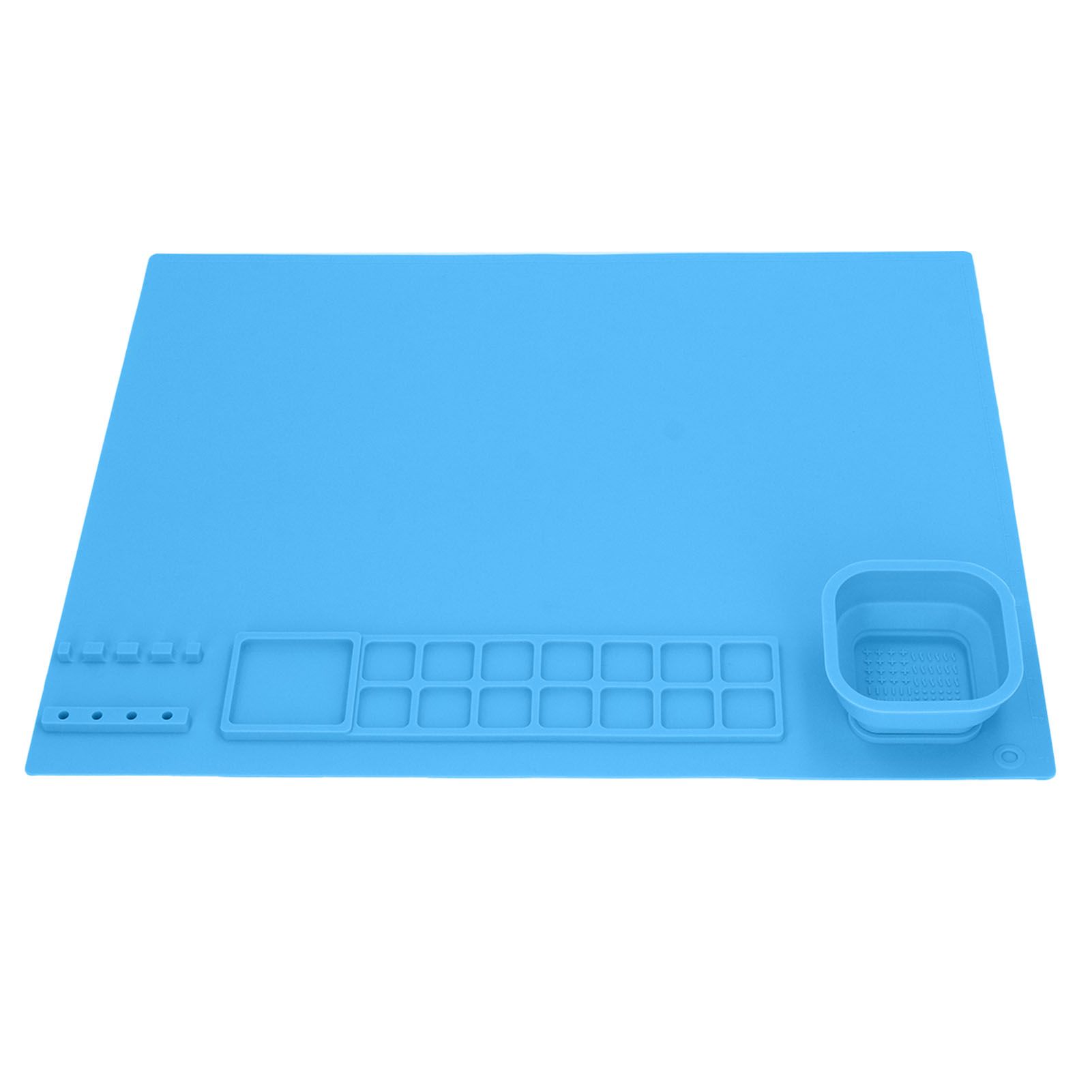 Silicone Painting Mat with Cup DIY Cultivate Artistic Talent Easy To Wipe Silicone Art Mat for Boys Girls Art Supplies Blue - Image 4