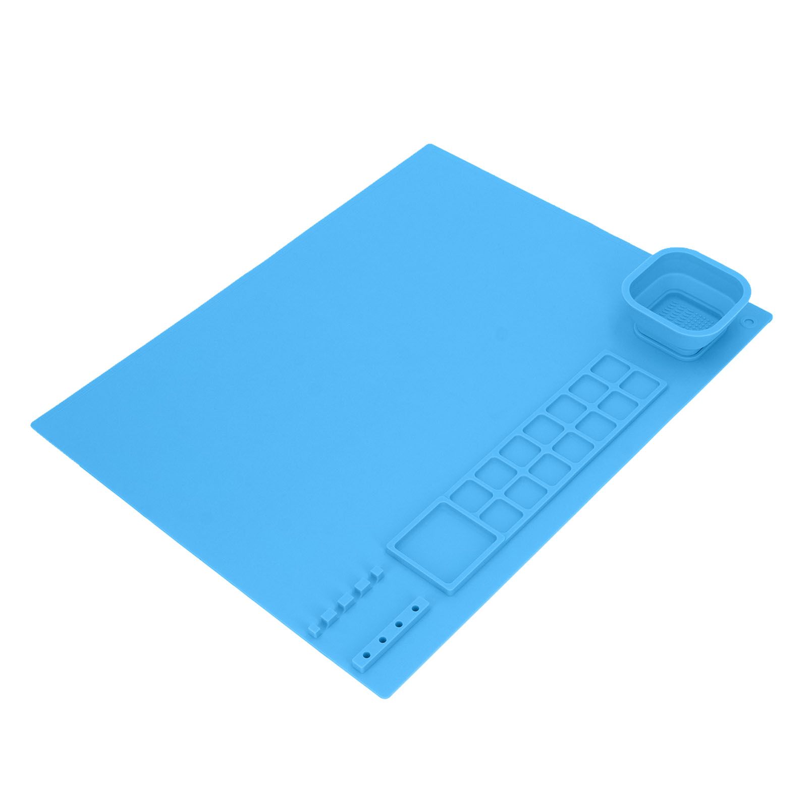 Silicone Painting Mat with Cup DIY Cultivate Artistic Talent Easy To Wipe Silicone Art Mat for Boys Girls Art Supplies Blue - Image 5