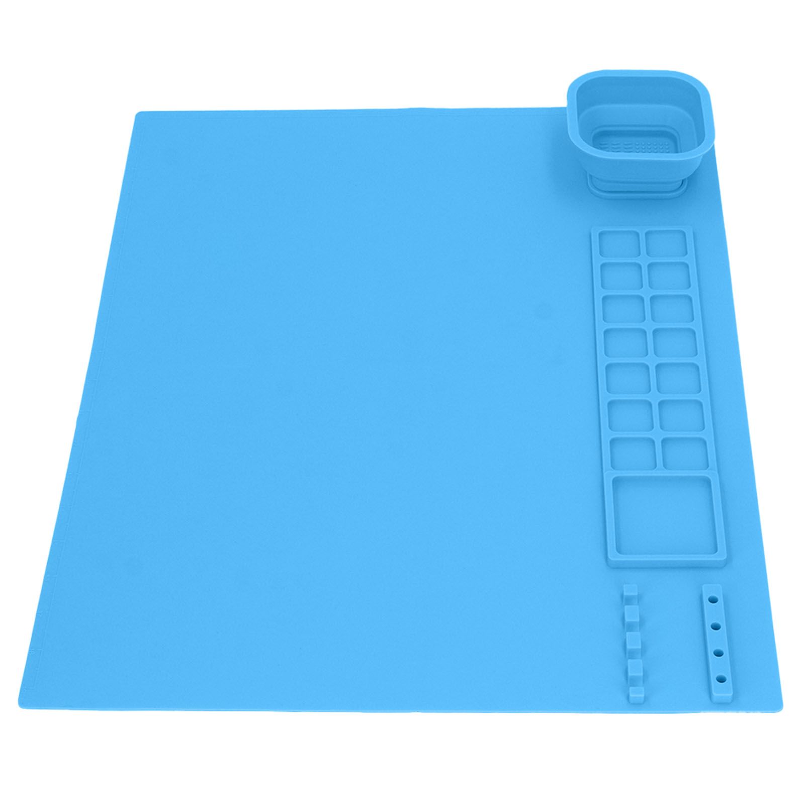 Silicone Painting Mat with Cup DIY Cultivate Artistic Talent Easy To Wipe Silicone Art Mat for Boys Girls Art Supplies Blue - Image 6
