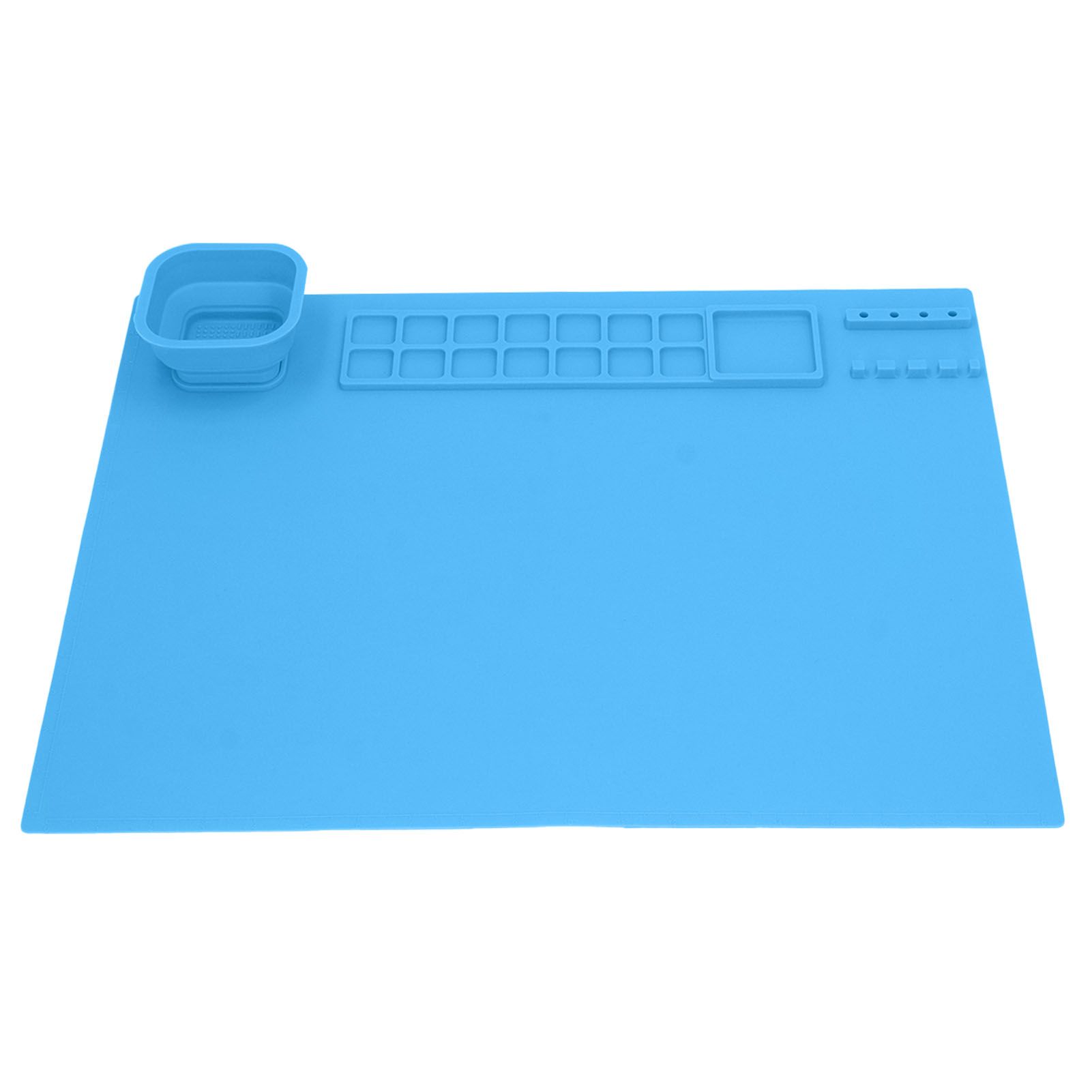 Silicone Painting Mat with Cup DIY Cultivate Artistic Talent Easy To Wipe Silicone Art Mat for Boys Girls Art Supplies Blue - Image 8