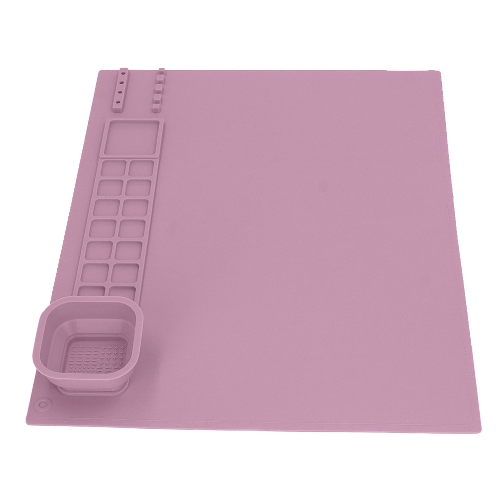 Silicone Painting Mat with Cup DIY Cultivate Artistic Talent Easy To Wipe Silicone Art Mat for Boys Girls Art Supplies Pink - Image 2