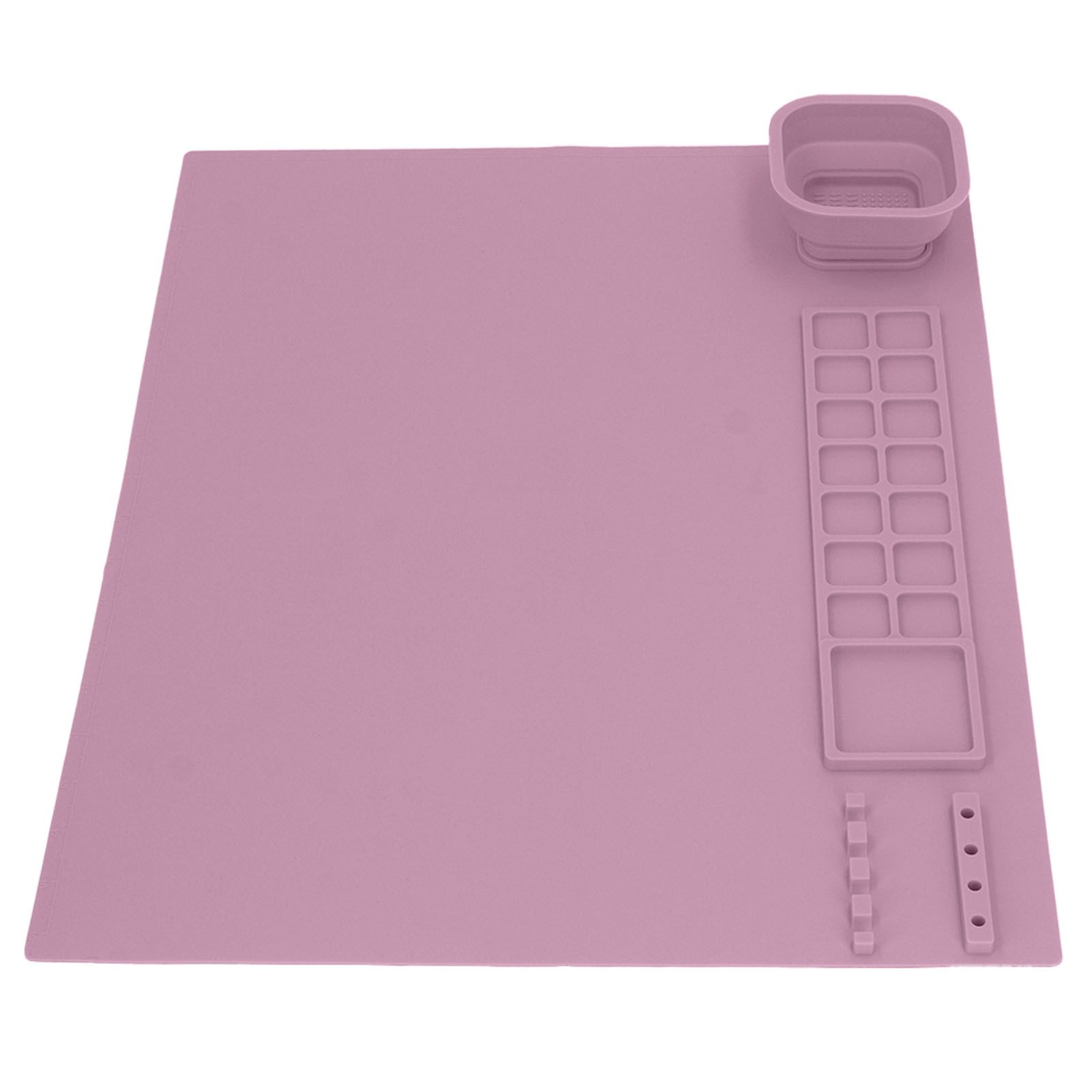 Silicone Painting Mat with Cup DIY Cultivate Artistic Talent Easy To Wipe Silicone Art Mat for Boys Girls Art Supplies Pink - Image 6