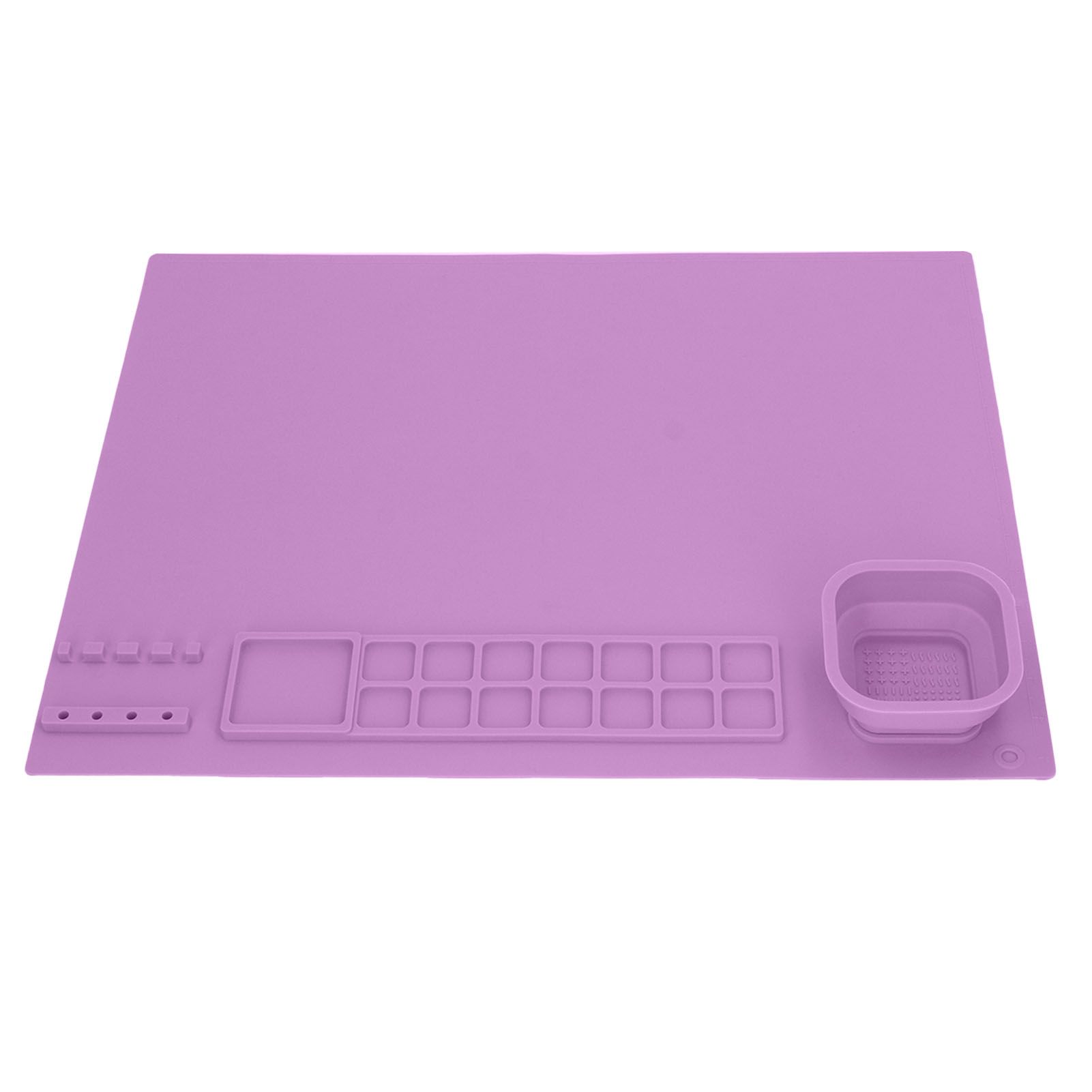 Silicone Painting Mat with Cup DIY Cultivate Artistic Talent Easy To Wipe Silicone Art Mat for Boys Girls Art Supplies Purple - Image 4
