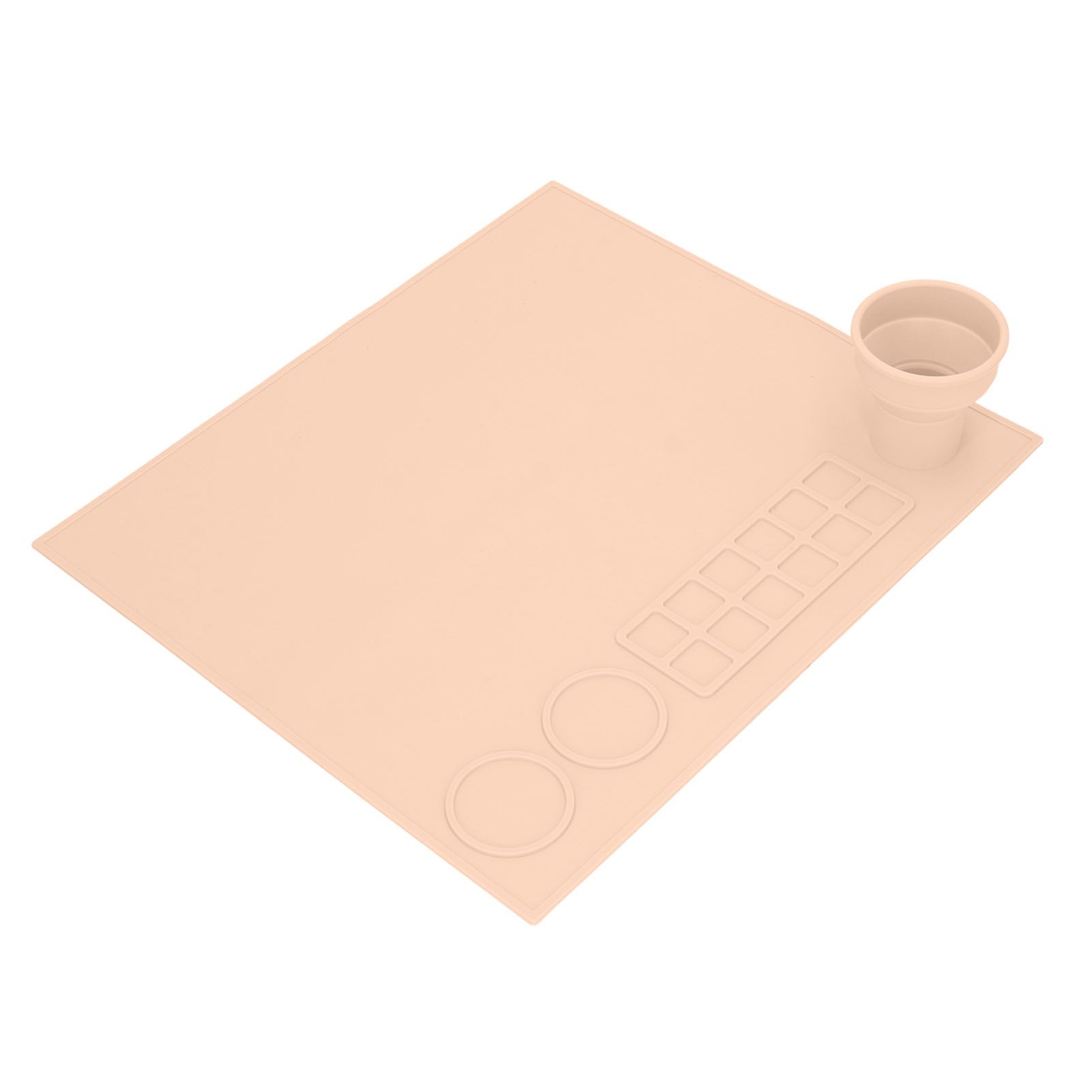 Silicone Painting Mat Prevent Slip Thick Large Kids Craft Art Mat with Cup for Doodling DIY Orange - Image 3