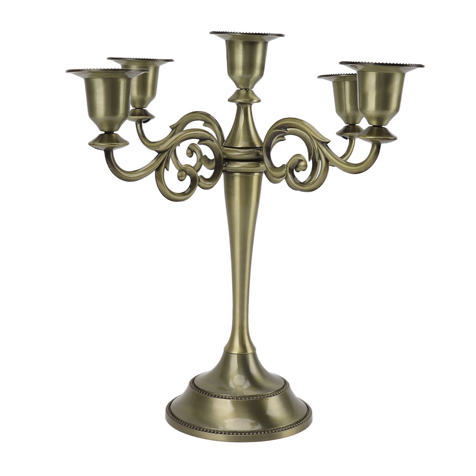 5 Arm Candlestick Holder Iron Retro Decorative Candle Holder Centerpiece for Home Church Cyan - Image 1