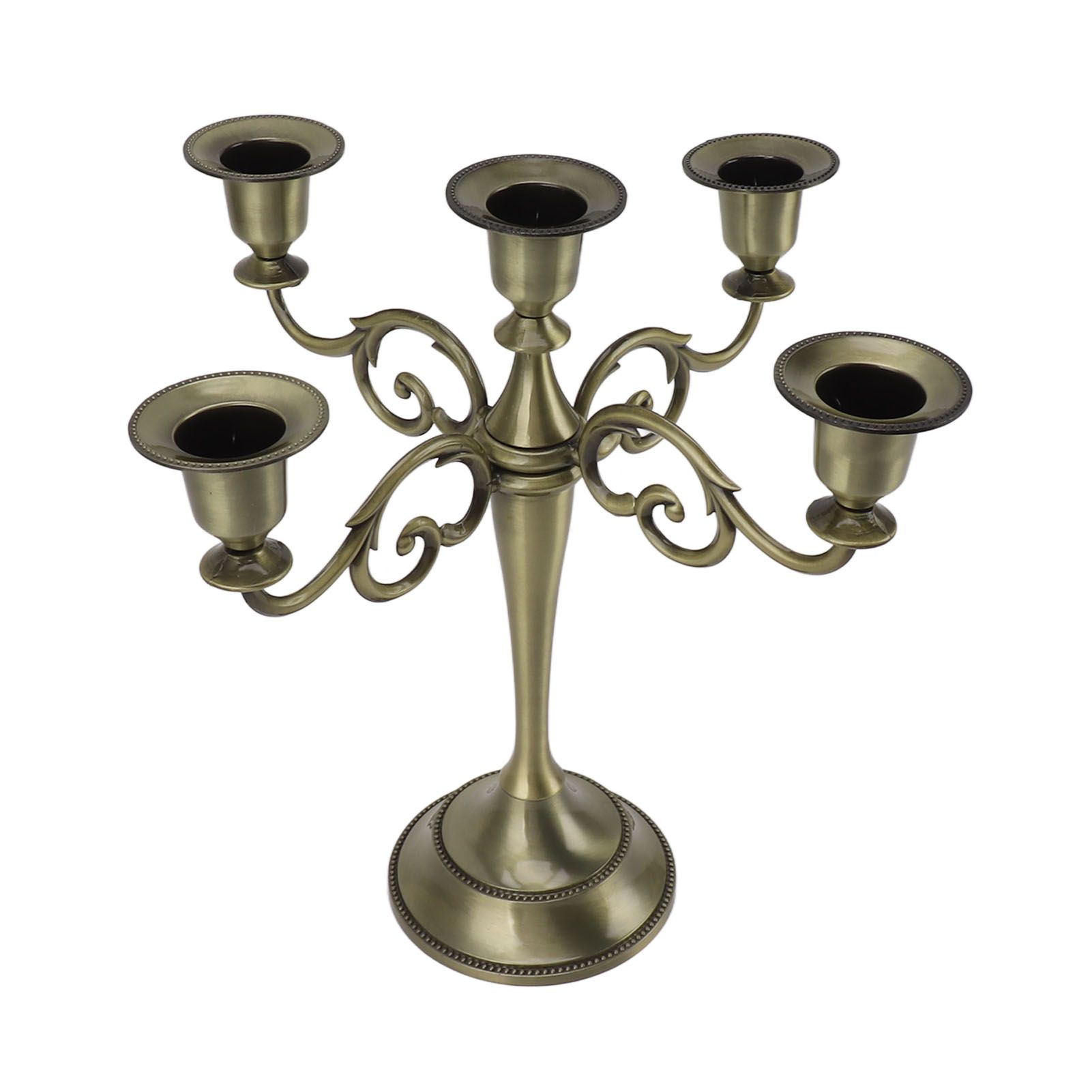 5 Arm Candlestick Holder Iron Retro Decorative Candle Holder Centerpiece for Home Church Cyan - Image 2