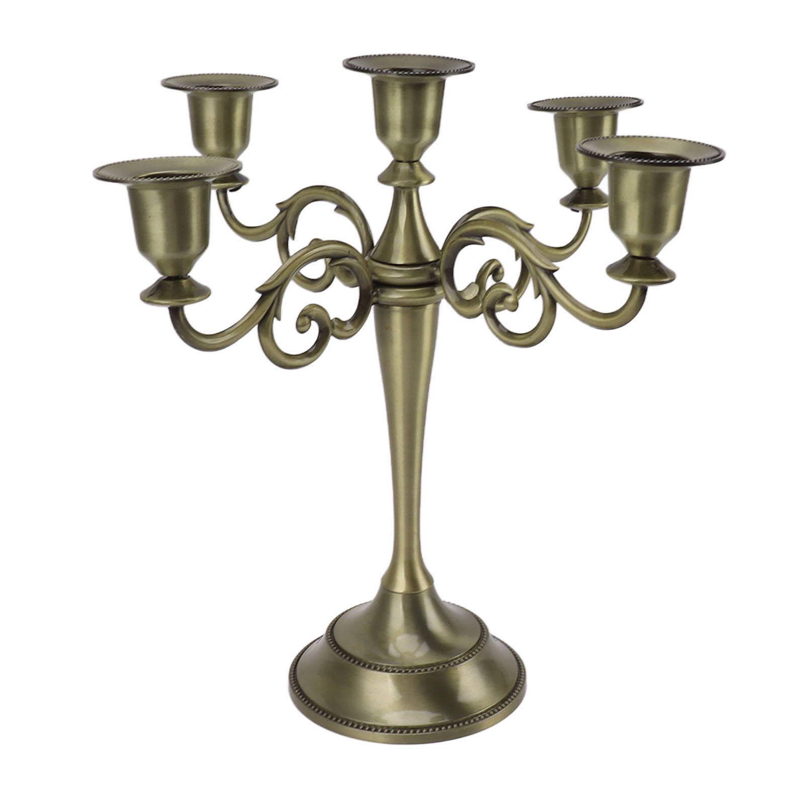 5 Arm Candlestick Holder Iron Retro Decorative Candle Holder Centerpiece for Home Church Cyan - Image 3