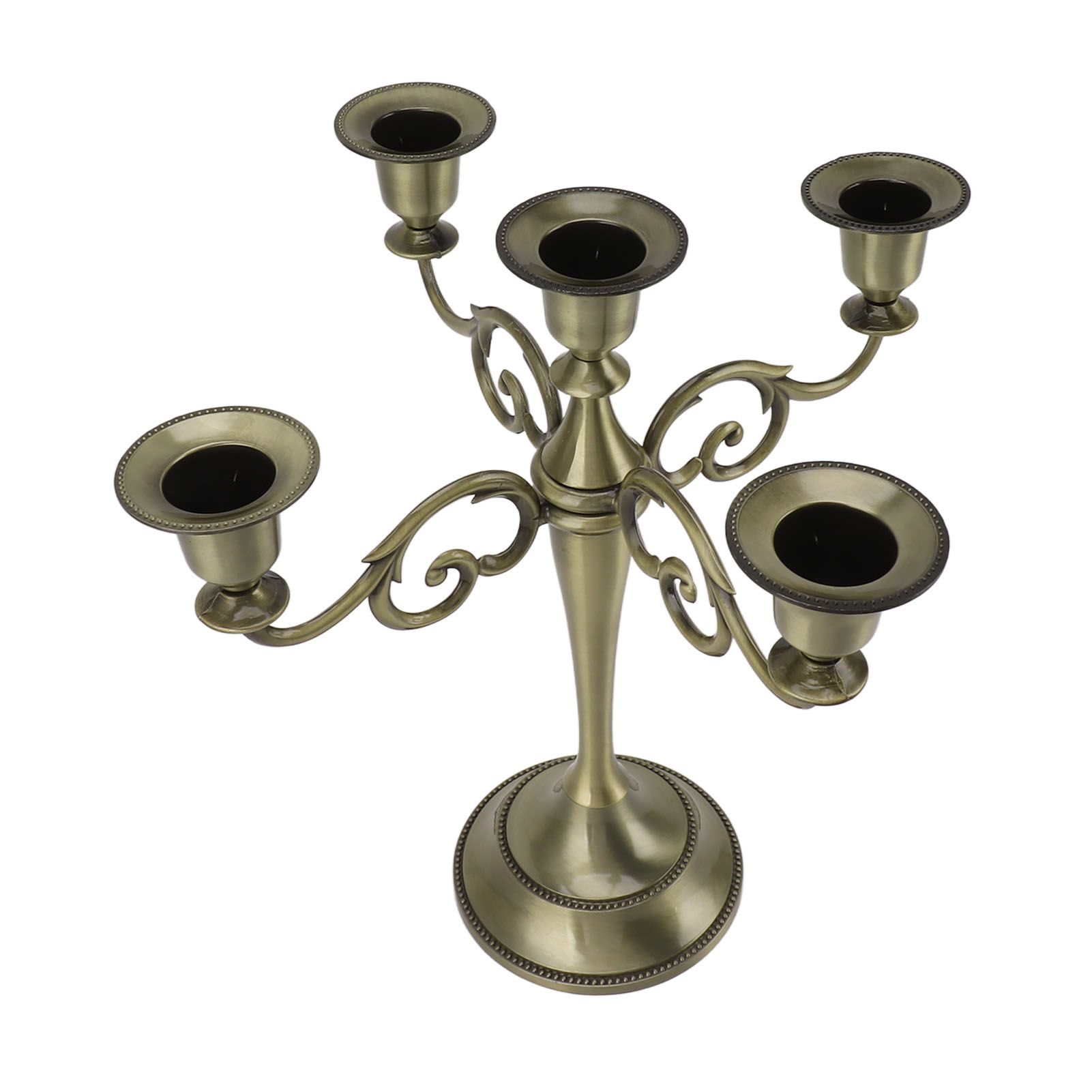 5 Arm Candlestick Holder Iron Retro Decorative Candle Holder Centerpiece for Home Church Cyan - Image 4