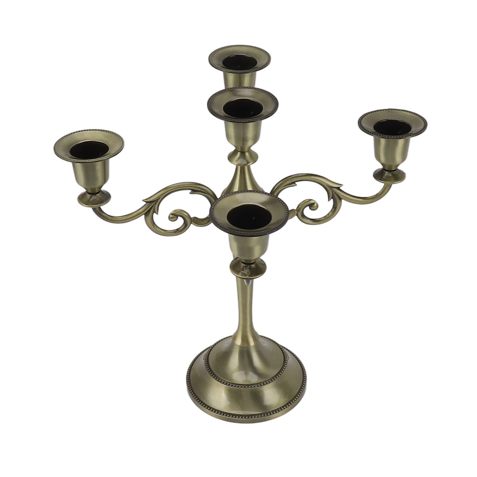 5 Arm Candlestick Holder Iron Retro Decorative Candle Holder Centerpiece for Home Church Cyan - Image 5