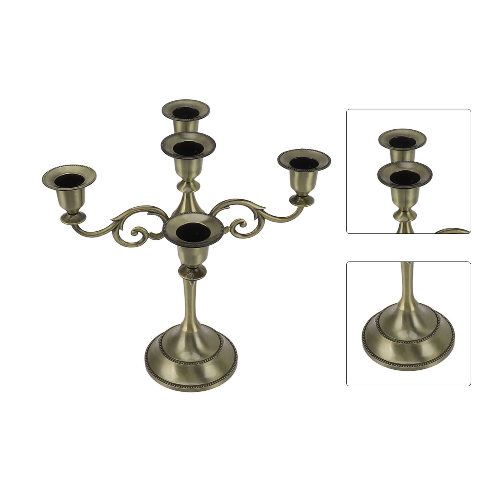 5 Arm Candlestick Holder Iron Retro Decorative Candle Holder Centerpiece for Home Church Cyan - Image 6