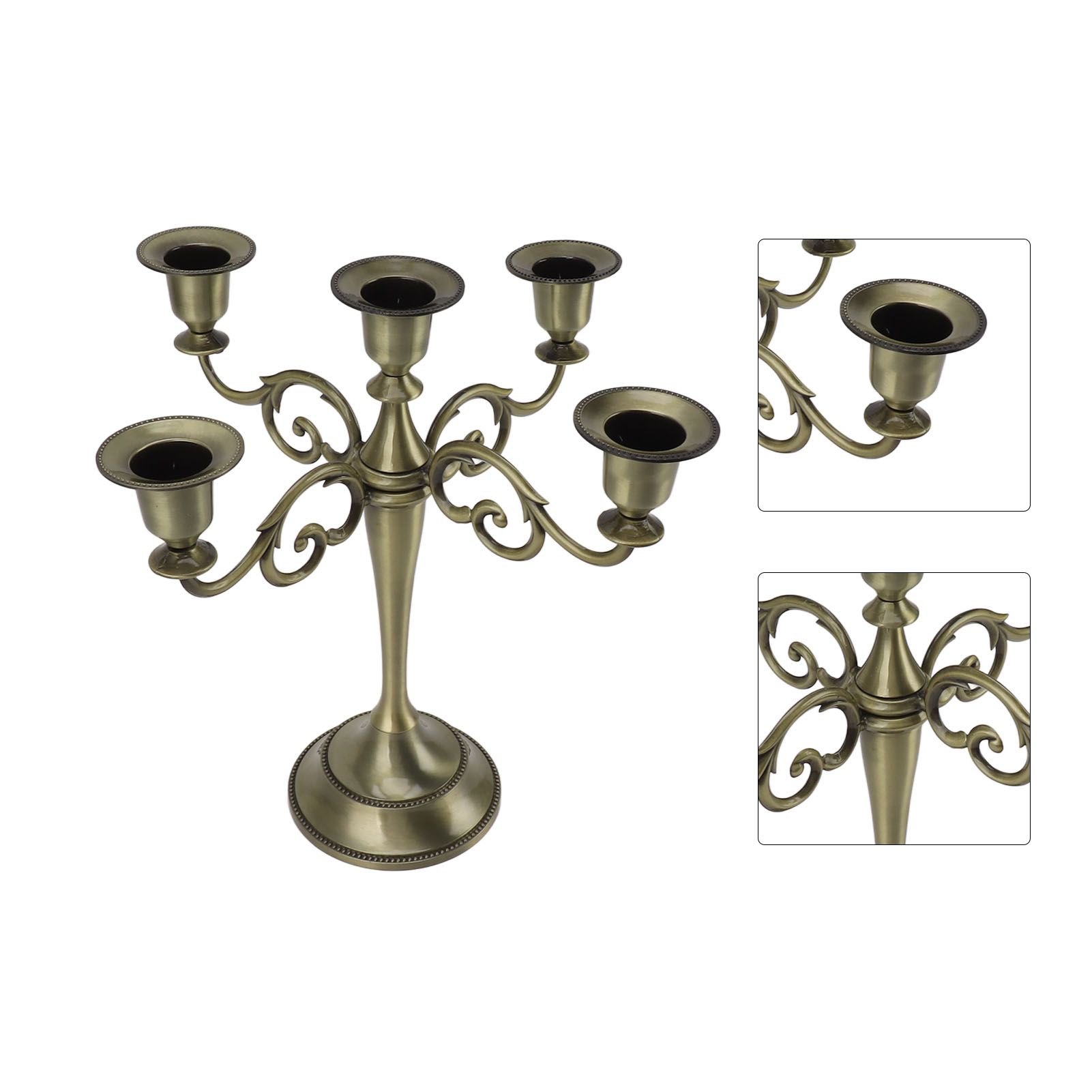 5 Arm Candlestick Holder Iron Retro Decorative Candle Holder Centerpiece for Home Church Cyan - Image 7