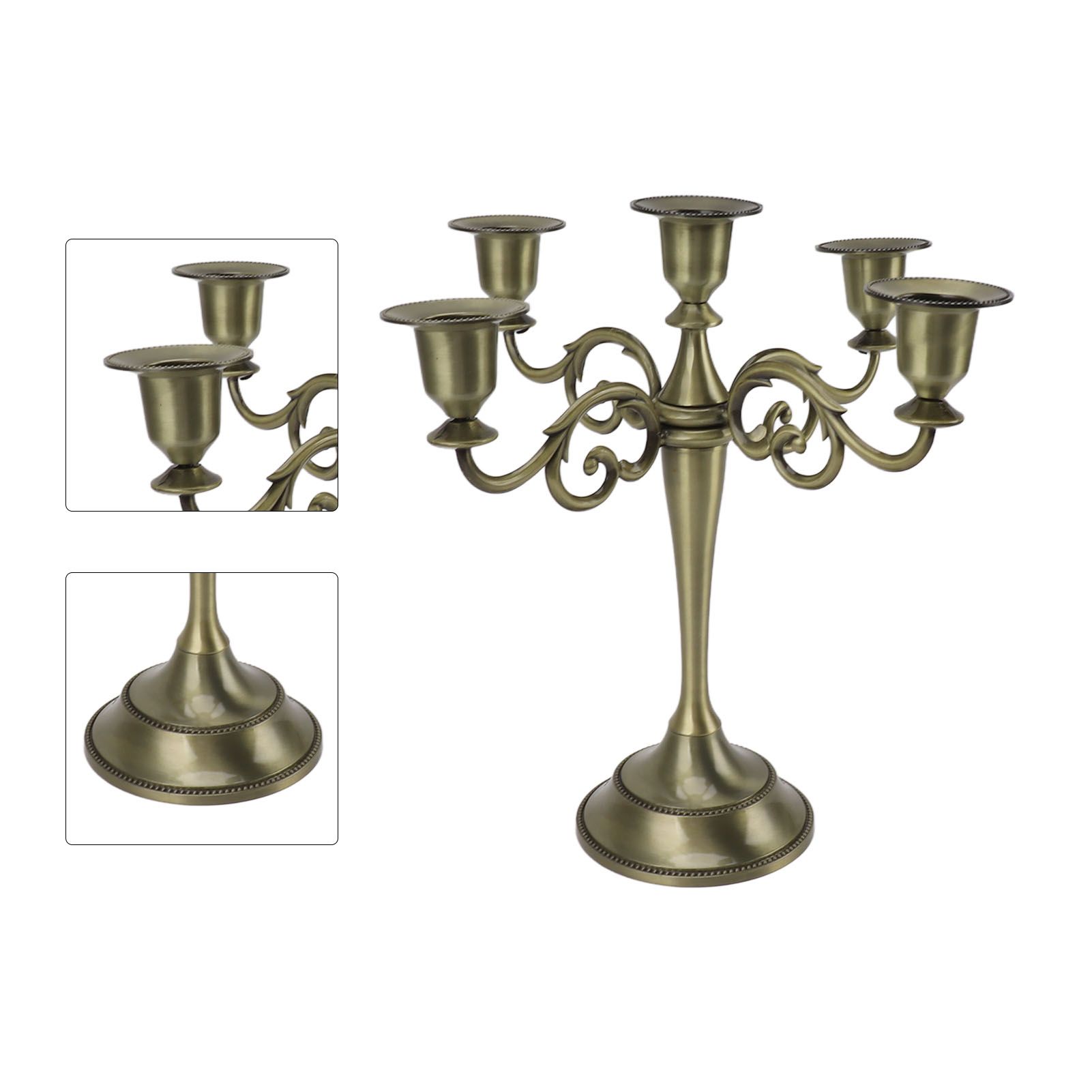 5 Arm Candlestick Holder Iron Retro Decorative Candle Holder Centerpiece for Home Church Cyan - Image 8
