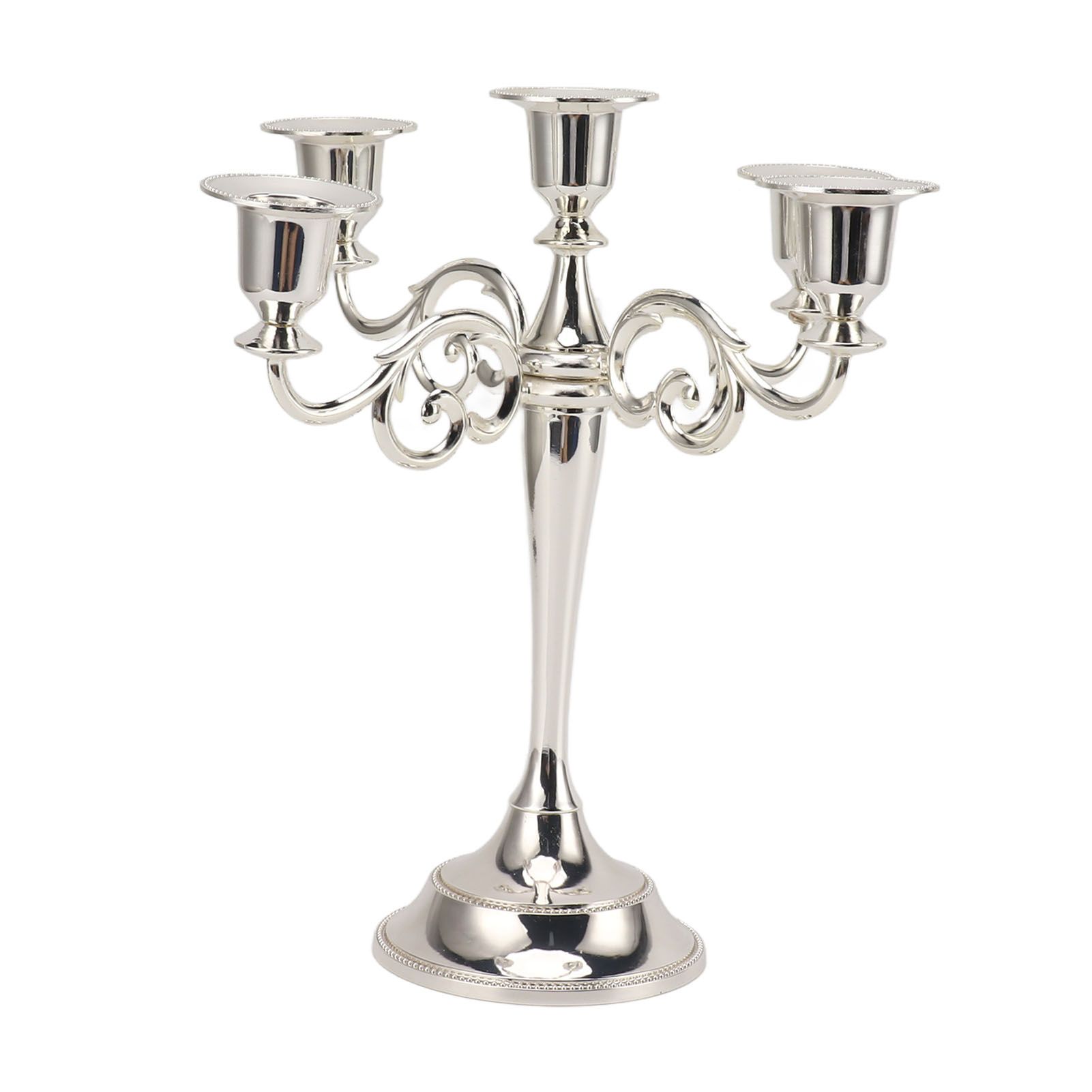 5 Arm Candlestick Holder Iron Retro Decorative Candle Holder Centerpiece for Home Church Silver - Image 1