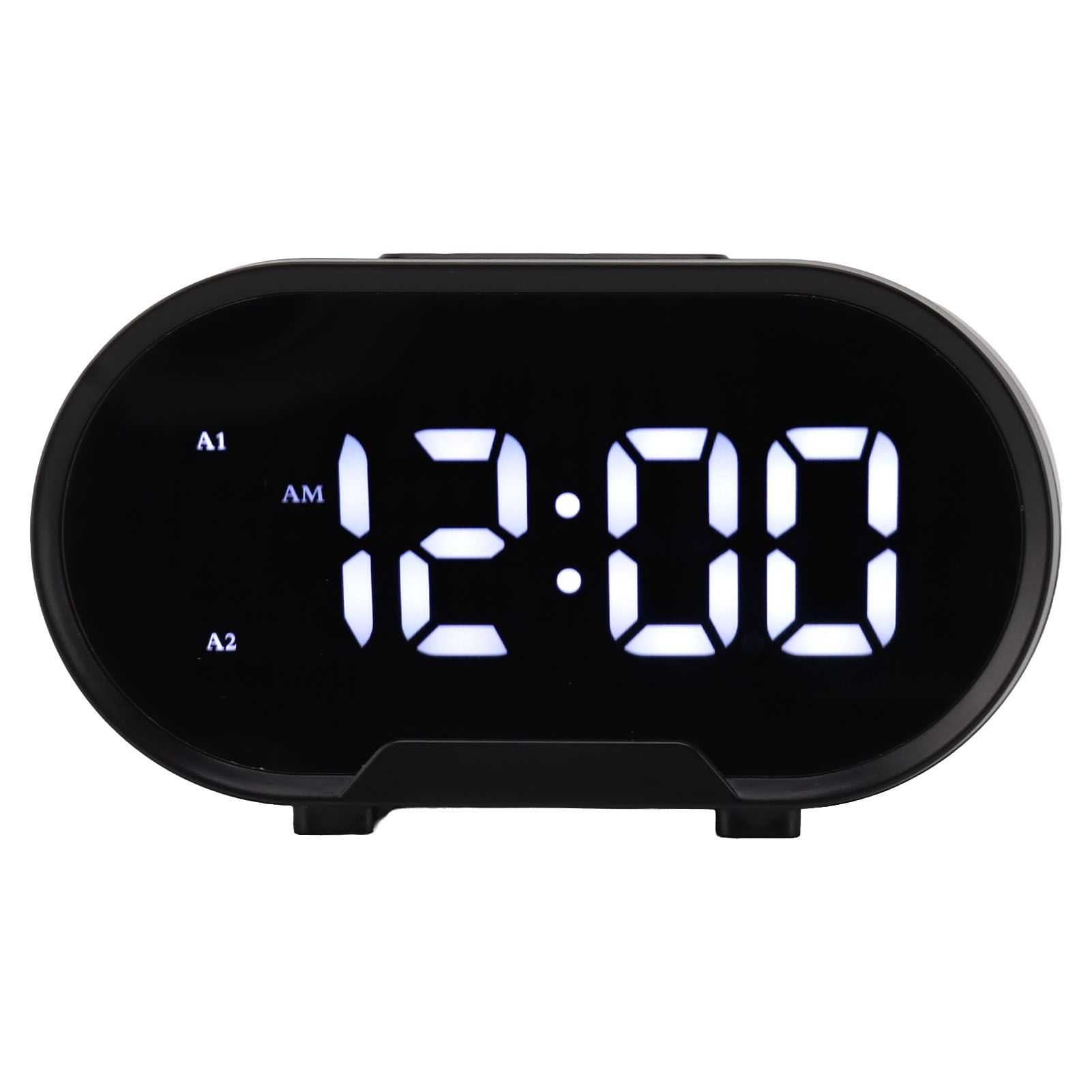 Digital Alarm Clock USB LED Display White Light Mirror Electronic Desktop Clock for Bedroom Living Room Office Black Case - Image 2