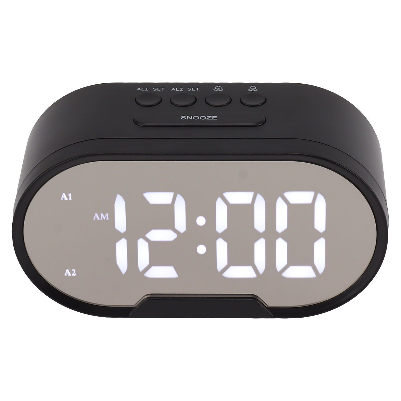 Digital Alarm Clock USB LED Display White Light Mirror Electronic Desktop Clock for Bedroom Living Room Office Black Case - Image 3