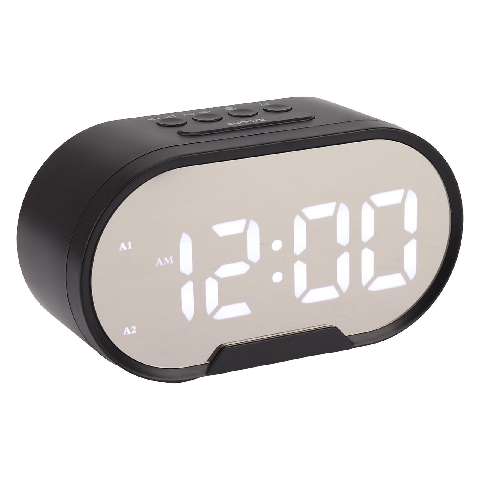 Digital Alarm Clock USB LED Display White Light Mirror Electronic Desktop Clock for Bedroom Living Room Office Black Case - Image 6