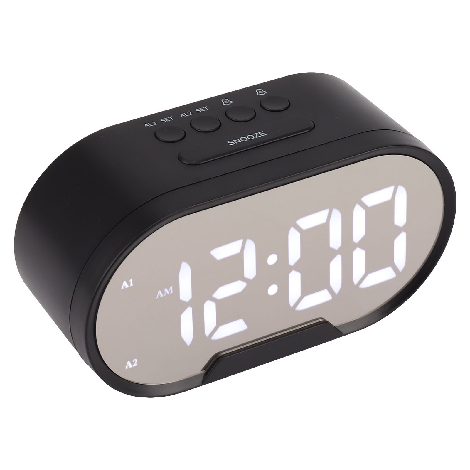 Digital Alarm Clock USB LED Display White Light Mirror Electronic Desktop Clock for Bedroom Living Room Office Black Case - Image 7