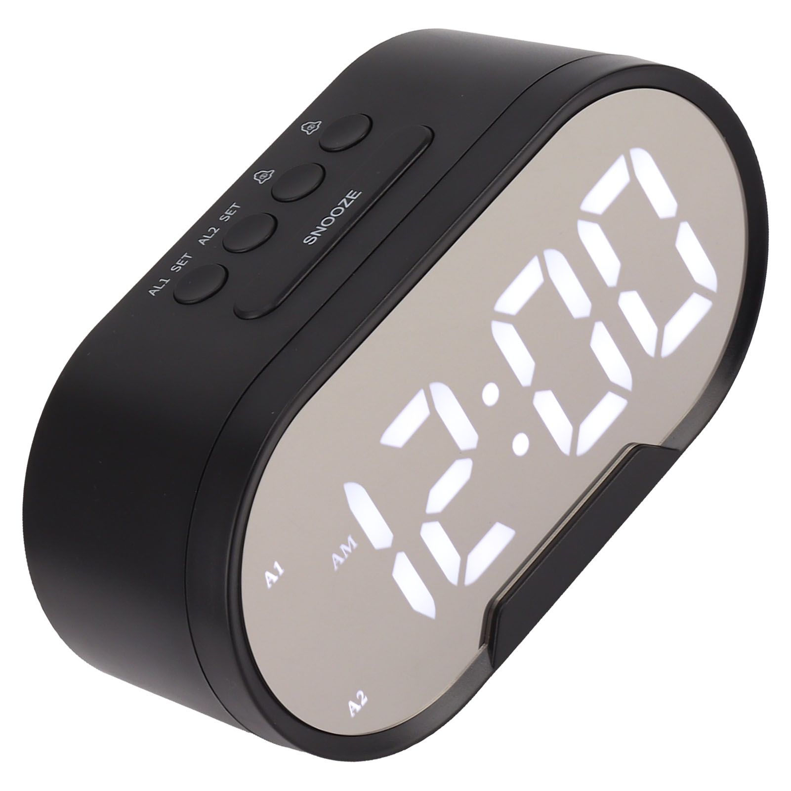 Digital Alarm Clock USB LED Display White Light Mirror Electronic Desktop Clock for Bedroom Living Room Office Black Case - Image 8