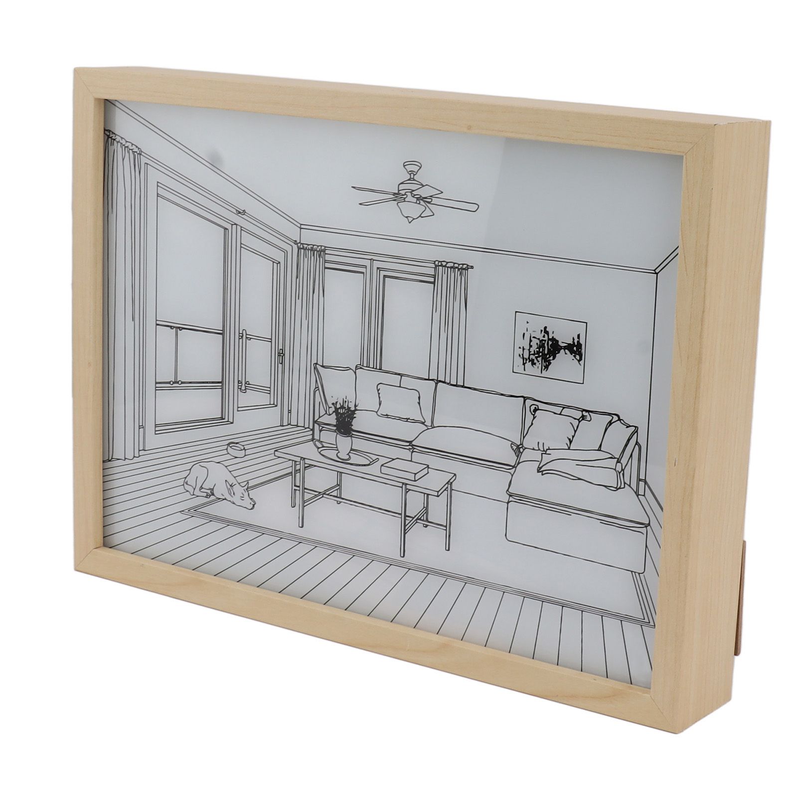 LED Illuminated Wall Art Lighted Decor Light Shadow Photo Frame Painting 3 Colours Dimmable for Bedroom Living Room L Model 1 - Image 2