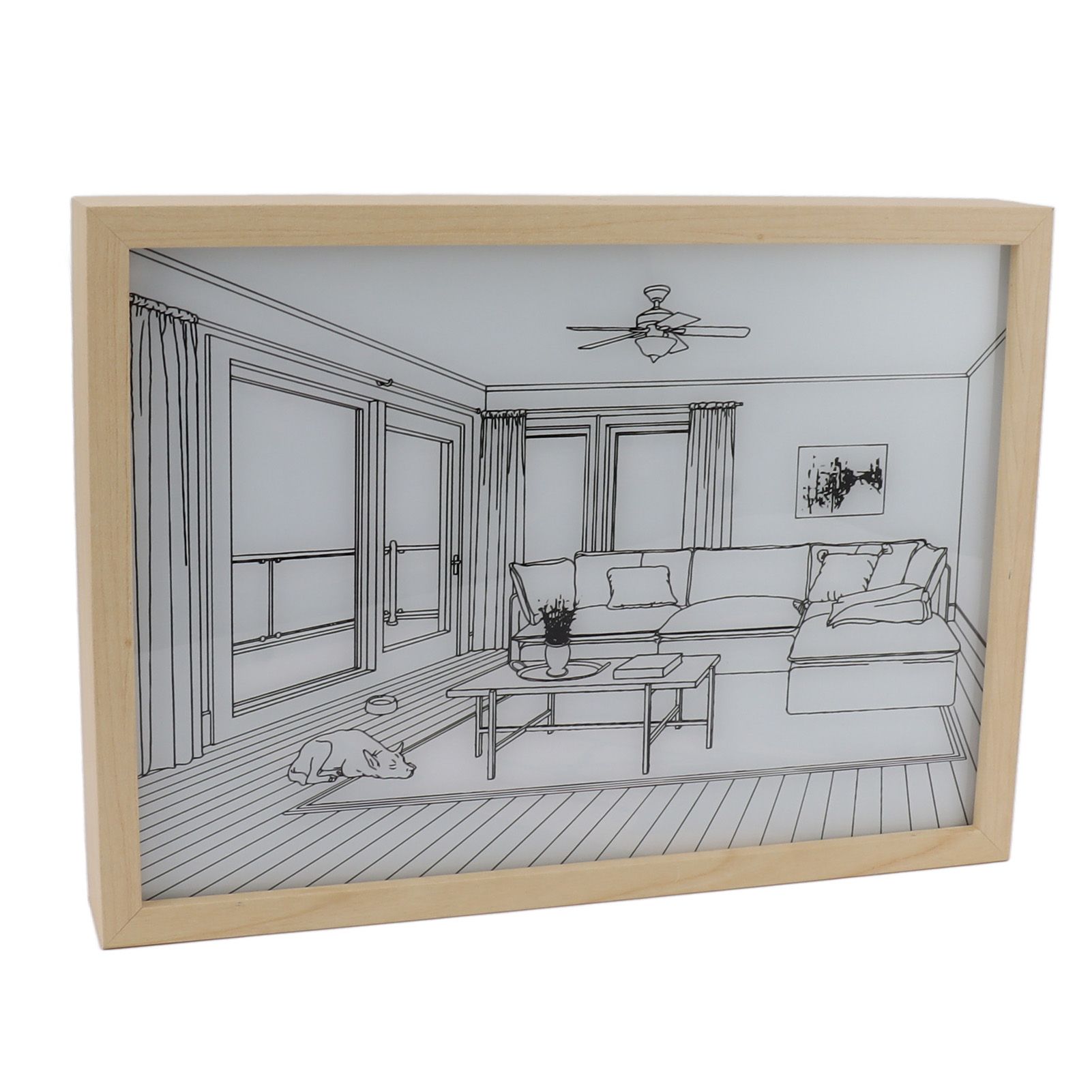 LED Illuminated Wall Art Lighted Decor Light Shadow Photo Frame Painting 3 Colours Dimmable for Bedroom Living Room L Model 1 - Image 3