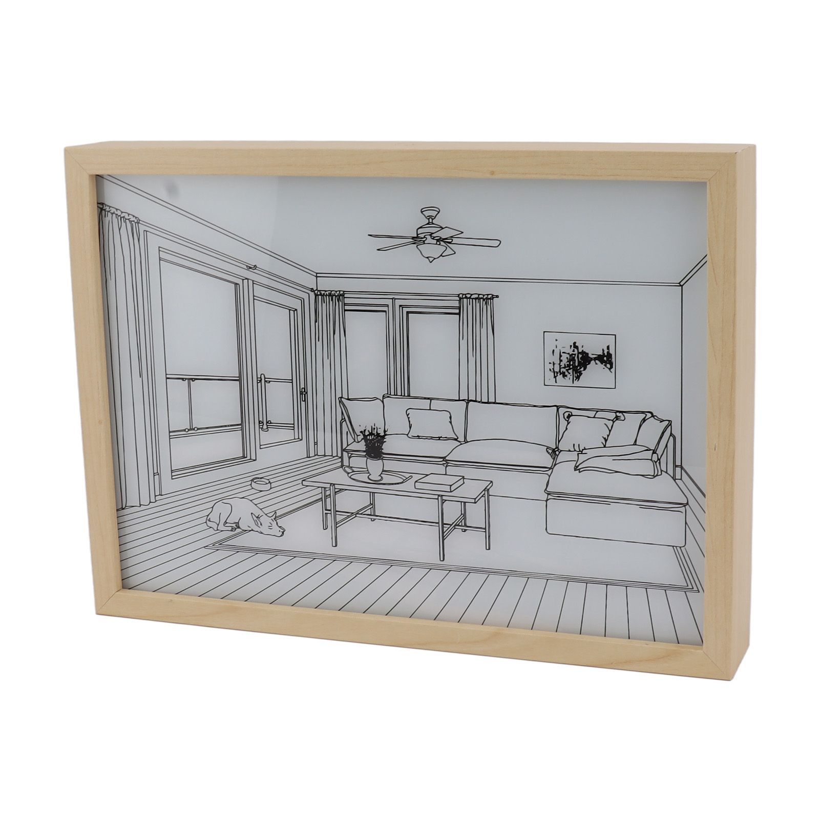 LED Illuminated Wall Art Lighted Decor Light Shadow Photo Frame Painting 3 Colours Dimmable for Bedroom Living Room L Model 1 - Image 4