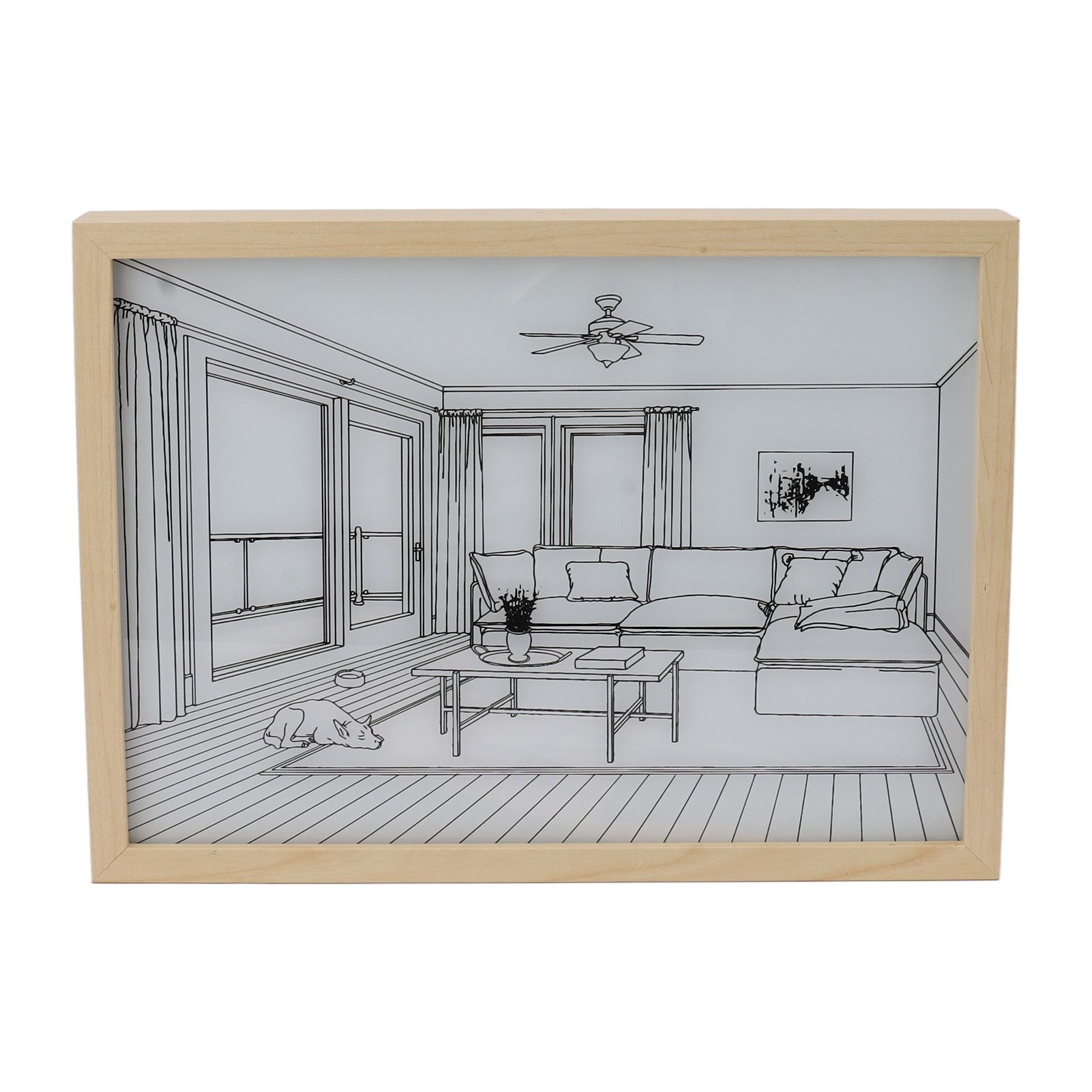LED Illuminated Wall Art Lighted Decor Light Shadow Photo Frame Painting 3 Colours Dimmable for Bedroom Living Room L Model 1 - Image 5